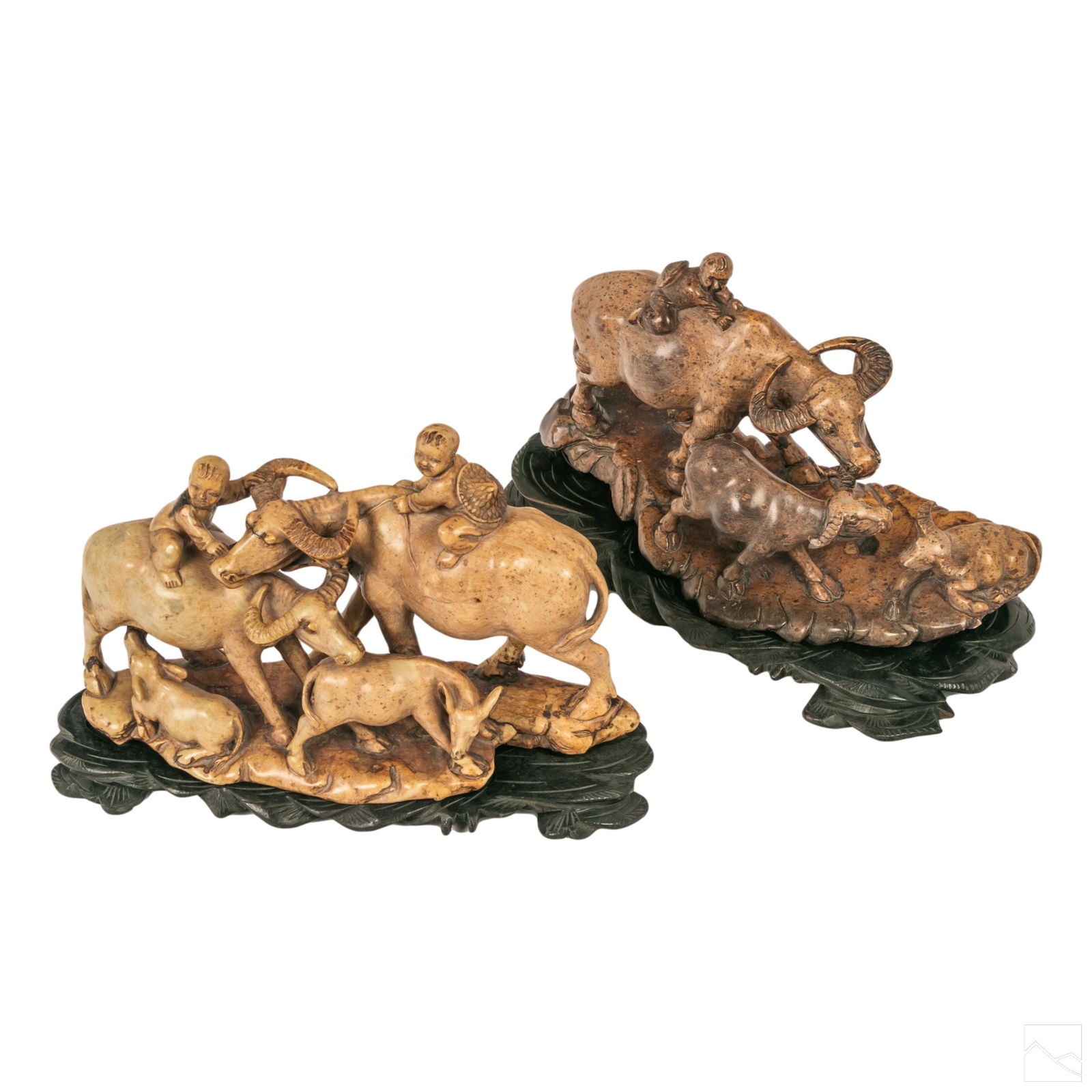 Chinese Carved Stone Children & Buffalo Sculptures (1 of 7)