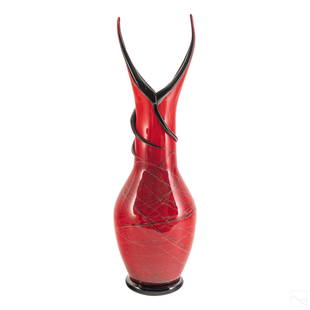 Christopher Morrison Modern Studio Art Glass Vase: Christopher Morrison (American, born circa 1960). Studio art glass sculptural vase from "Heliconia" series. Incised artist signature Morrison, 2001, #127. SHIPPINGHill Auction Gallery will offer