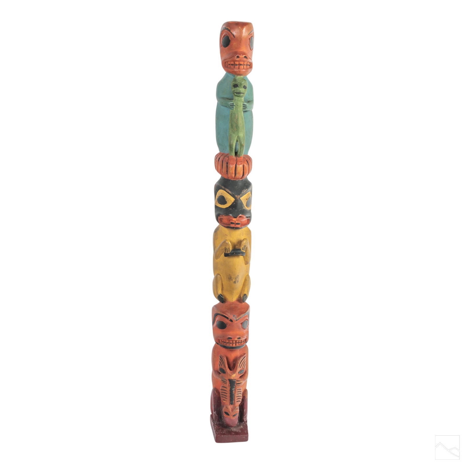 Northwest Coast Tribal Folk Art Wooden Totem Pole (1 of 4)