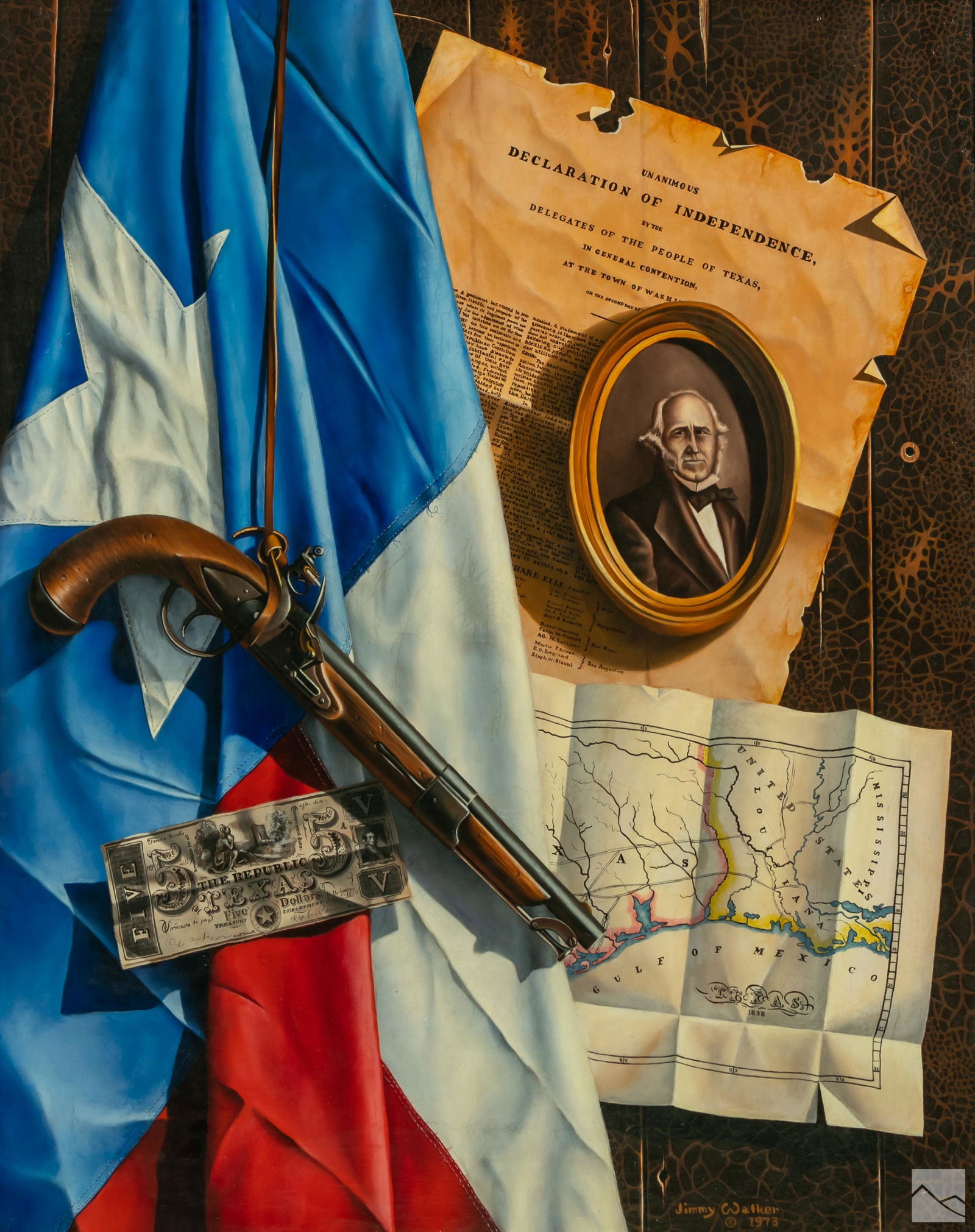 Jimmy Walker (b.1937) Texas Trompe l'oeil Painting (1 of 5)