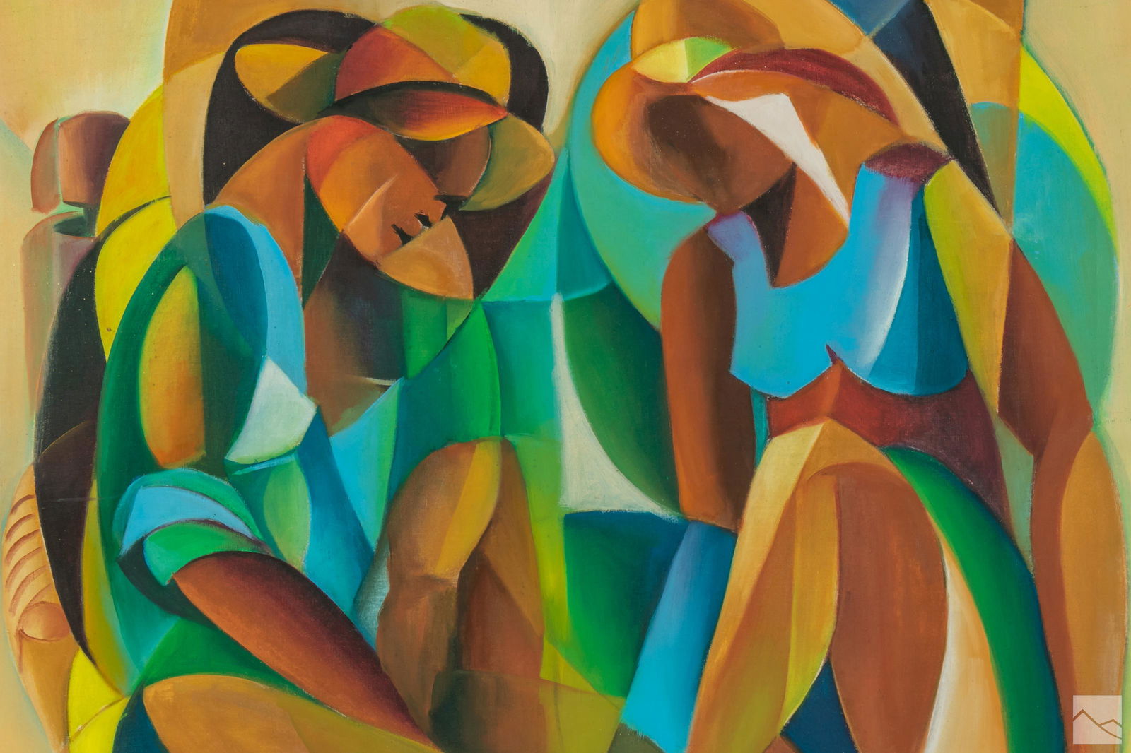 R Denis 20C Haitian Folk Art Portrait Oil Painting (1 of 4)