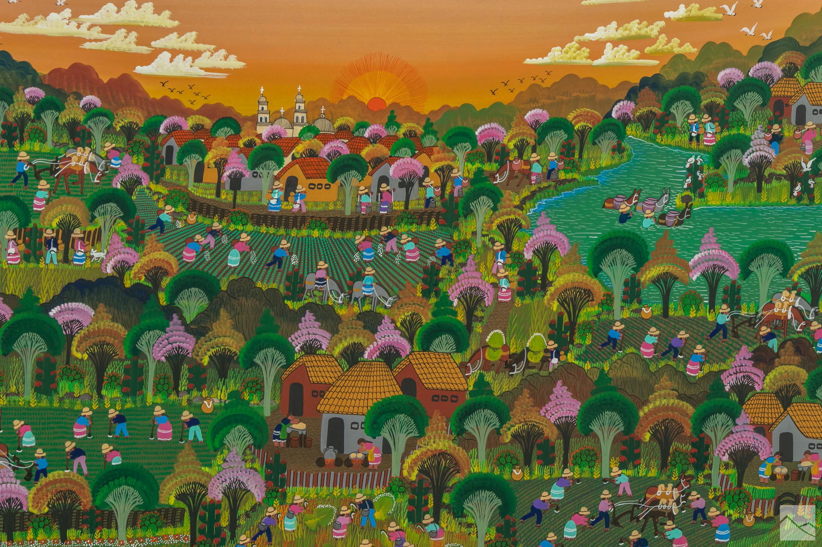 Central American Folk Art Solar Landscape Painting (1 of 3)