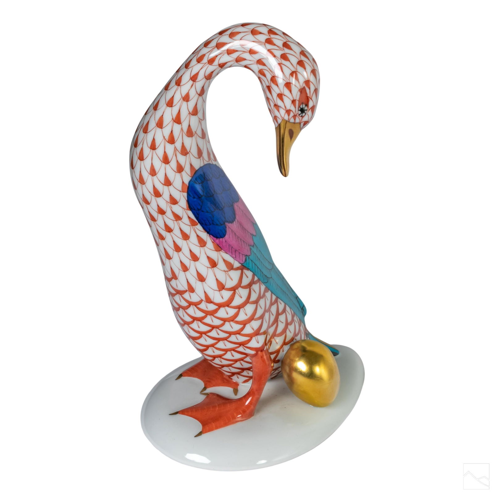 Herend Rust Red Fishnet Porcelain Goose Figurine (1 of 4)