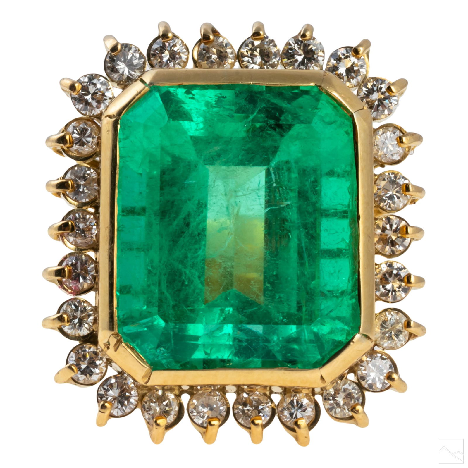 18K Gold 17ct Emerald Diamond Statement Ring 26.7g (1 of 7)