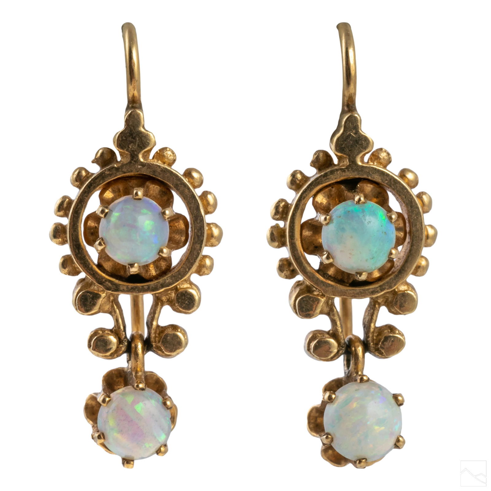 14K Gold & Opal Victorian Antique Drop Earrings 3g (1 of 5)