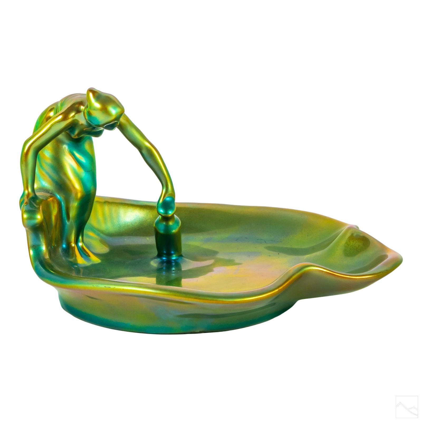 Zsolnay Green Eosin Water Bearer Maiden Figurine (1 of 5)