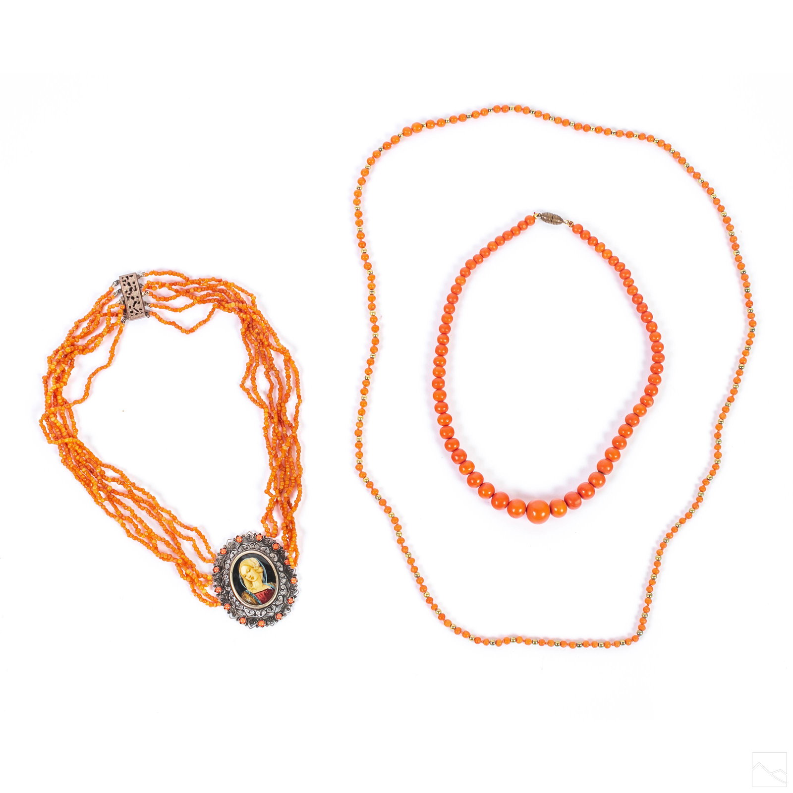 Red Pink Salmon Coral Beaded Jewelry Necklaces LOT (1 of 6)