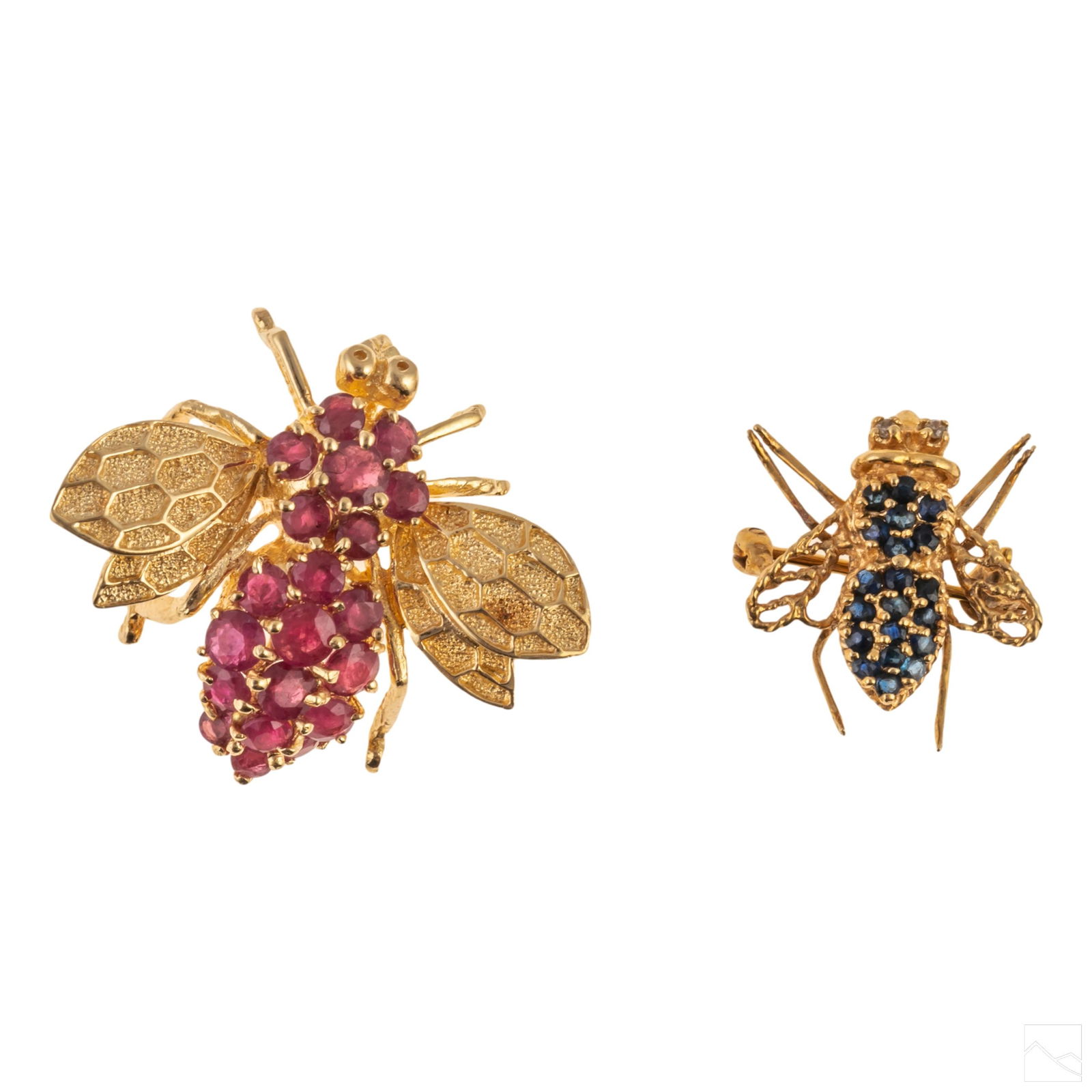 14K Gold Ruby Sapphire Bee Brooch Pendant Pins 9g (1 of 8)