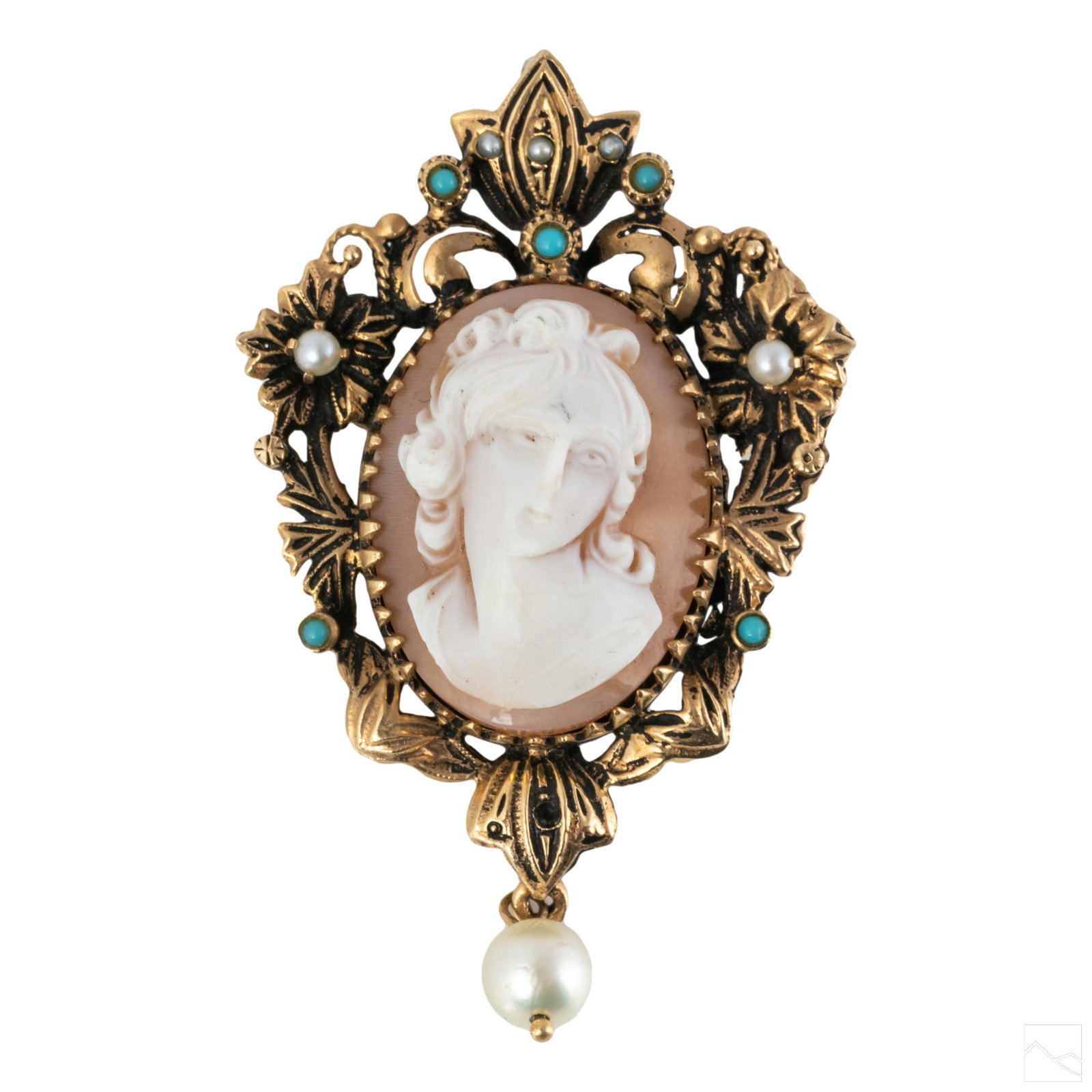 14K Antique Italian Cameo Brooch Pendant 13.9g (1 of 5)