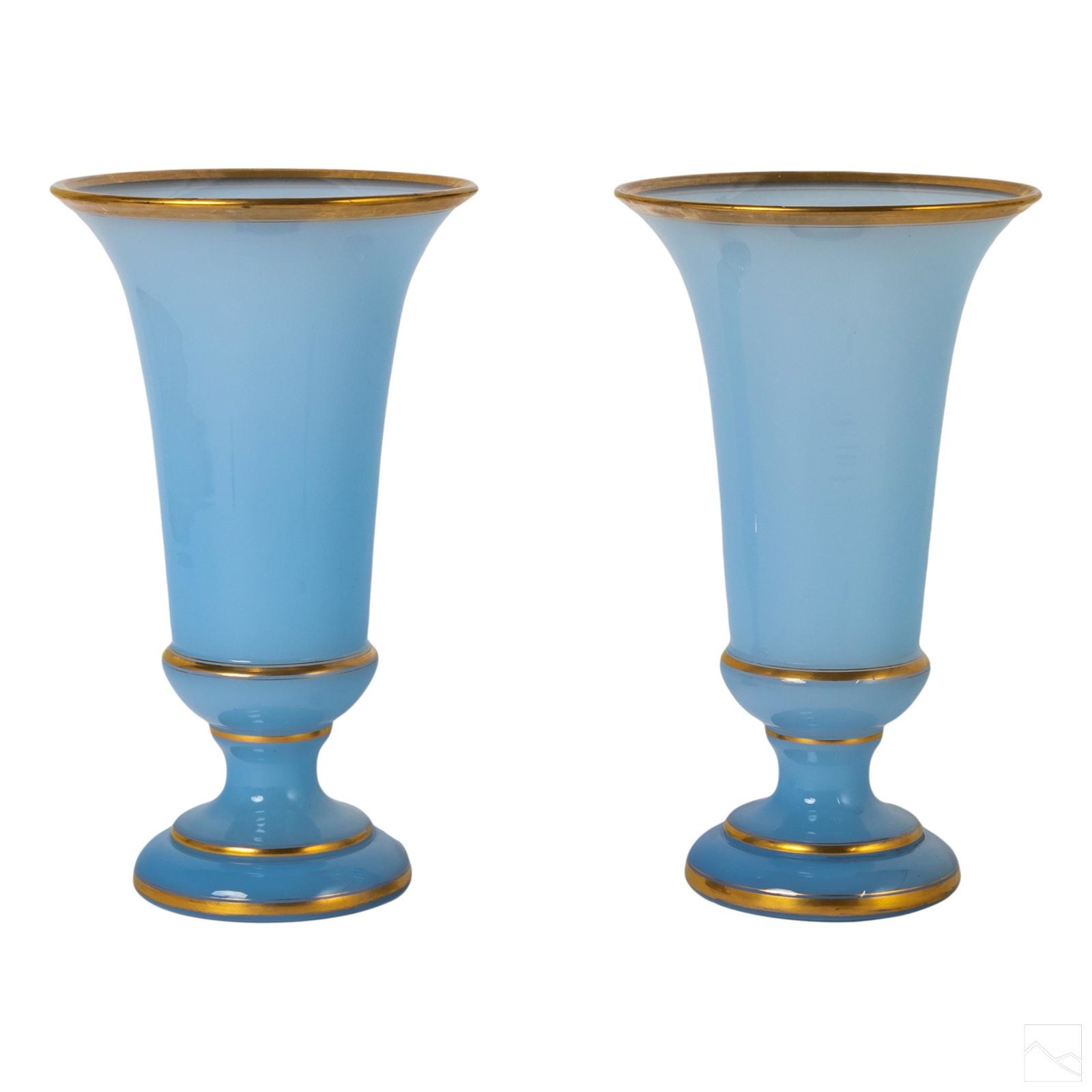 French Blue Opaline Floral Studio Art Glass Vases (1 of 4)