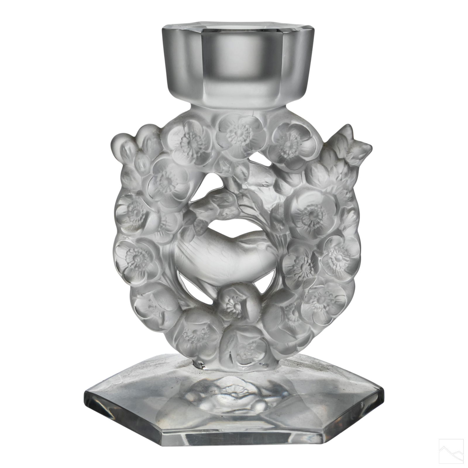 Lalique French Glass Crystal Mesanges Candlestick (1 of 3)