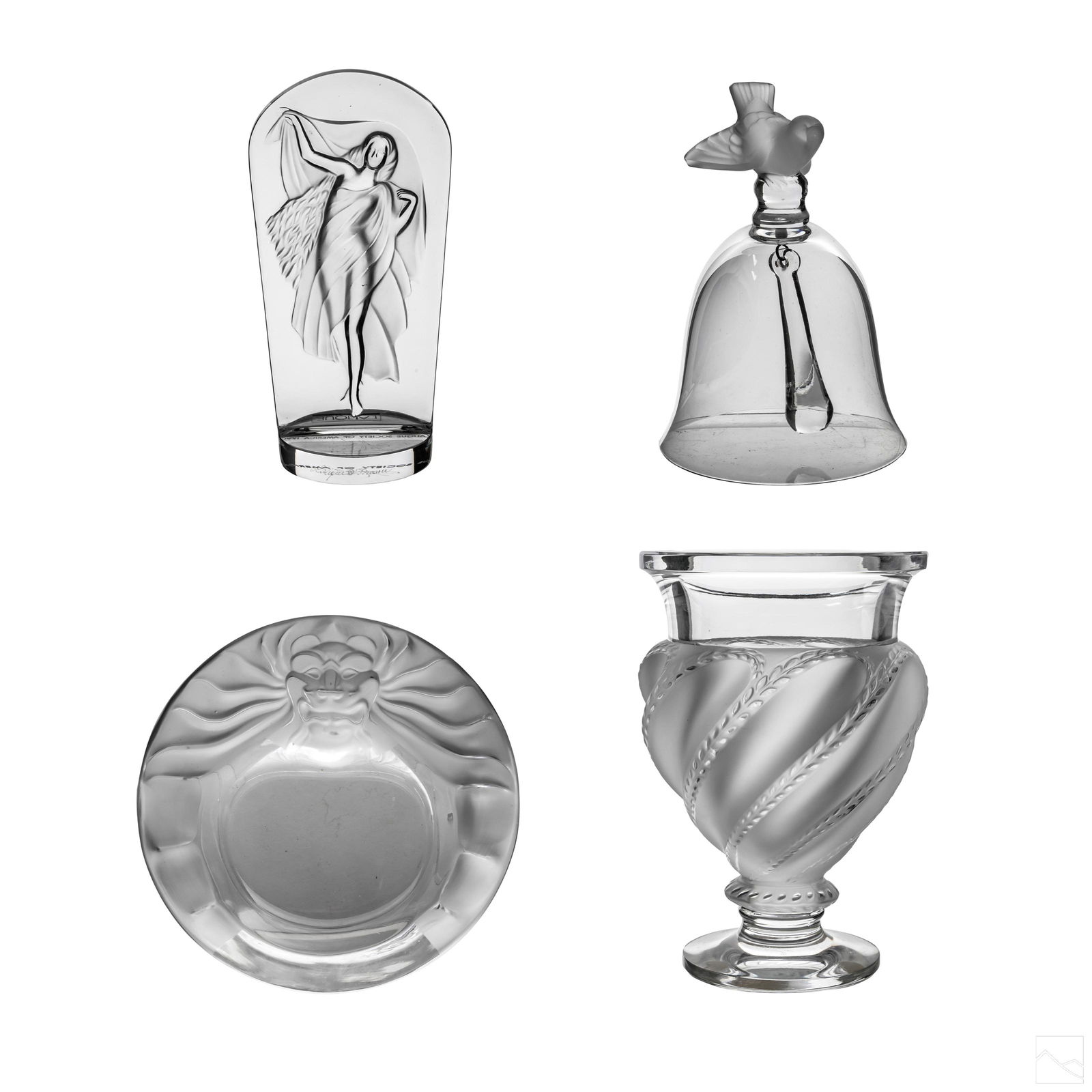 Lalique Crystal LOT Bell, Vase, Ashtray and Weight (1 of 12)