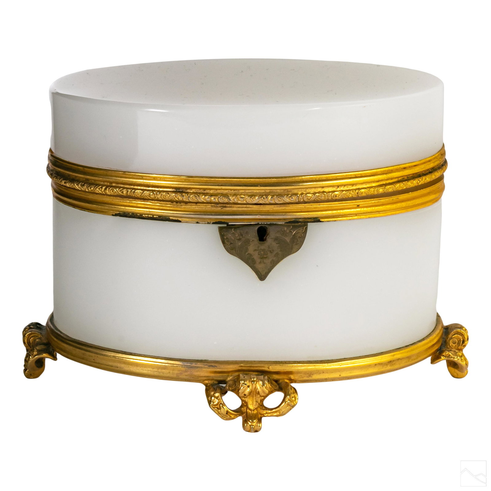 French White Opaline Art Glass Vanity Dresser Box (1 of 4)