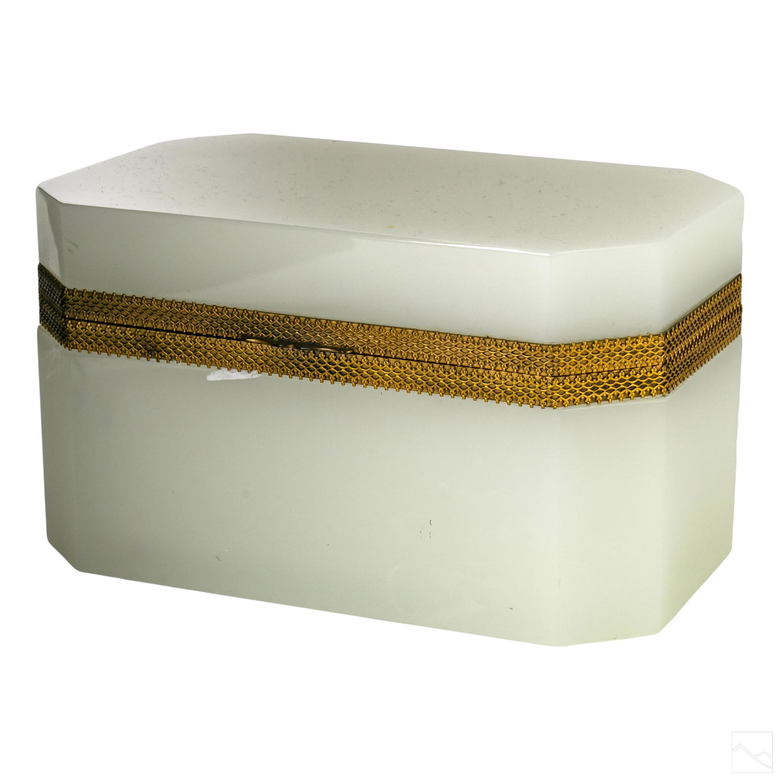 French White Opaline Art Glass Jewelry Casket Box (1 of 5)