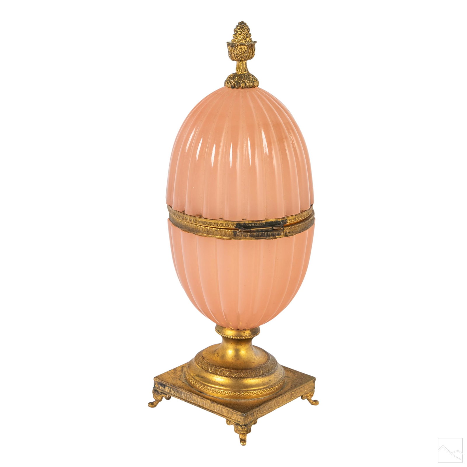 French Pink Opaline Glass & Bronze Footed Egg Box (1 of 5)
