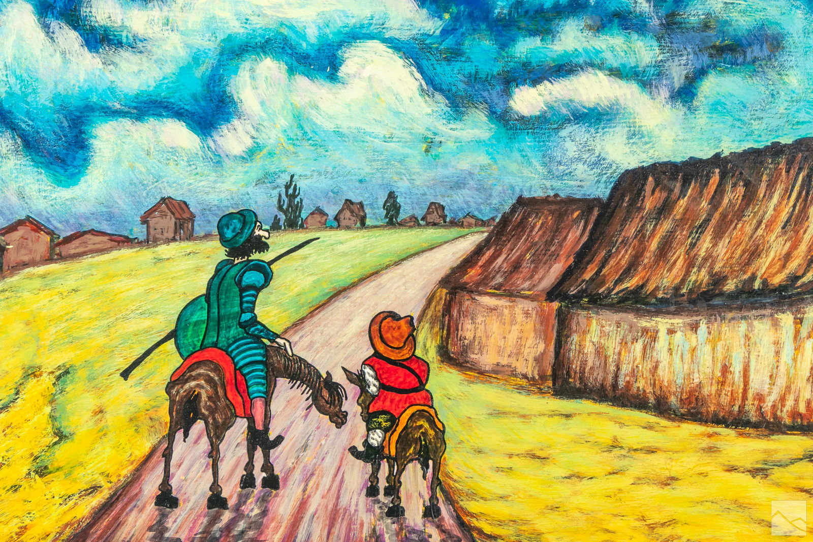 A. Garcia-Lopez (20C) Spanish Don Quixote Painting: A. Garcia Lopez (Spanish, 20th Century).Original oil on masonite board. Depicts a country landscape featuring Don Quixote and Sancho Panza. Artist signature lower right. Work Size: 7.5 x 13.5 in.SHIPP