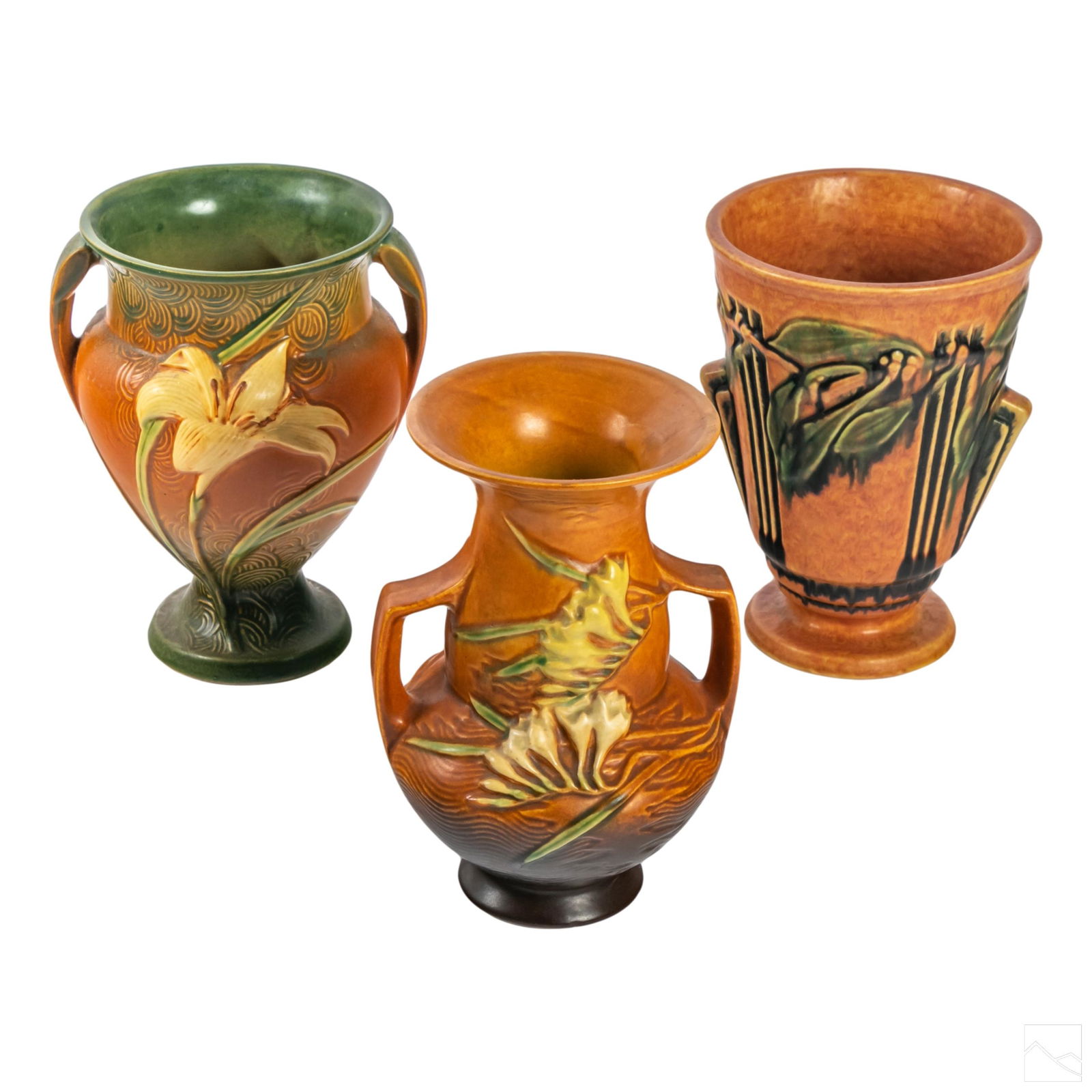 Roseville Art Pottery Freesia Laurel Zephyr Vases (1 of 7)