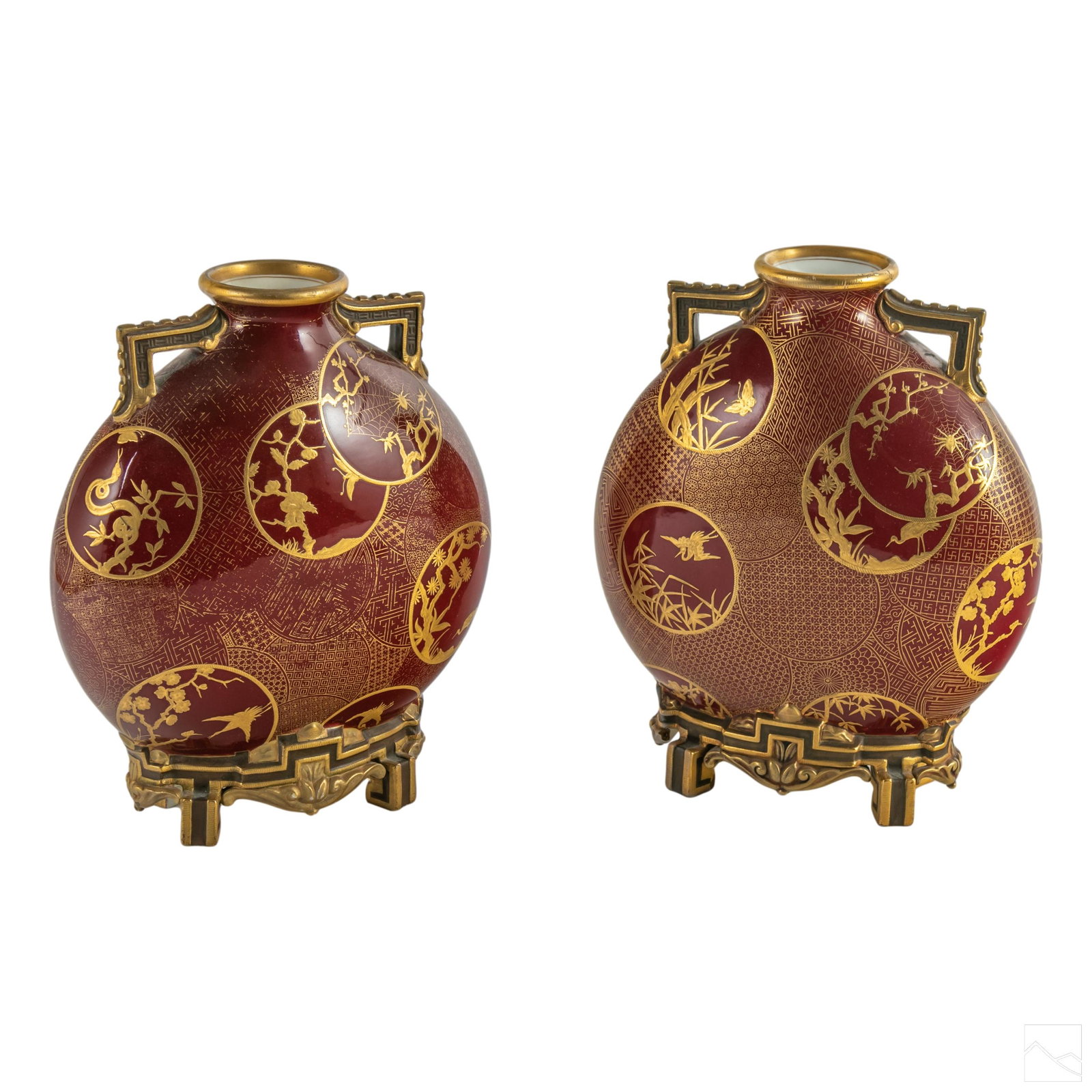 Royal Worcester Gilded Porcelain Moon Flask Vases (1 of 5)