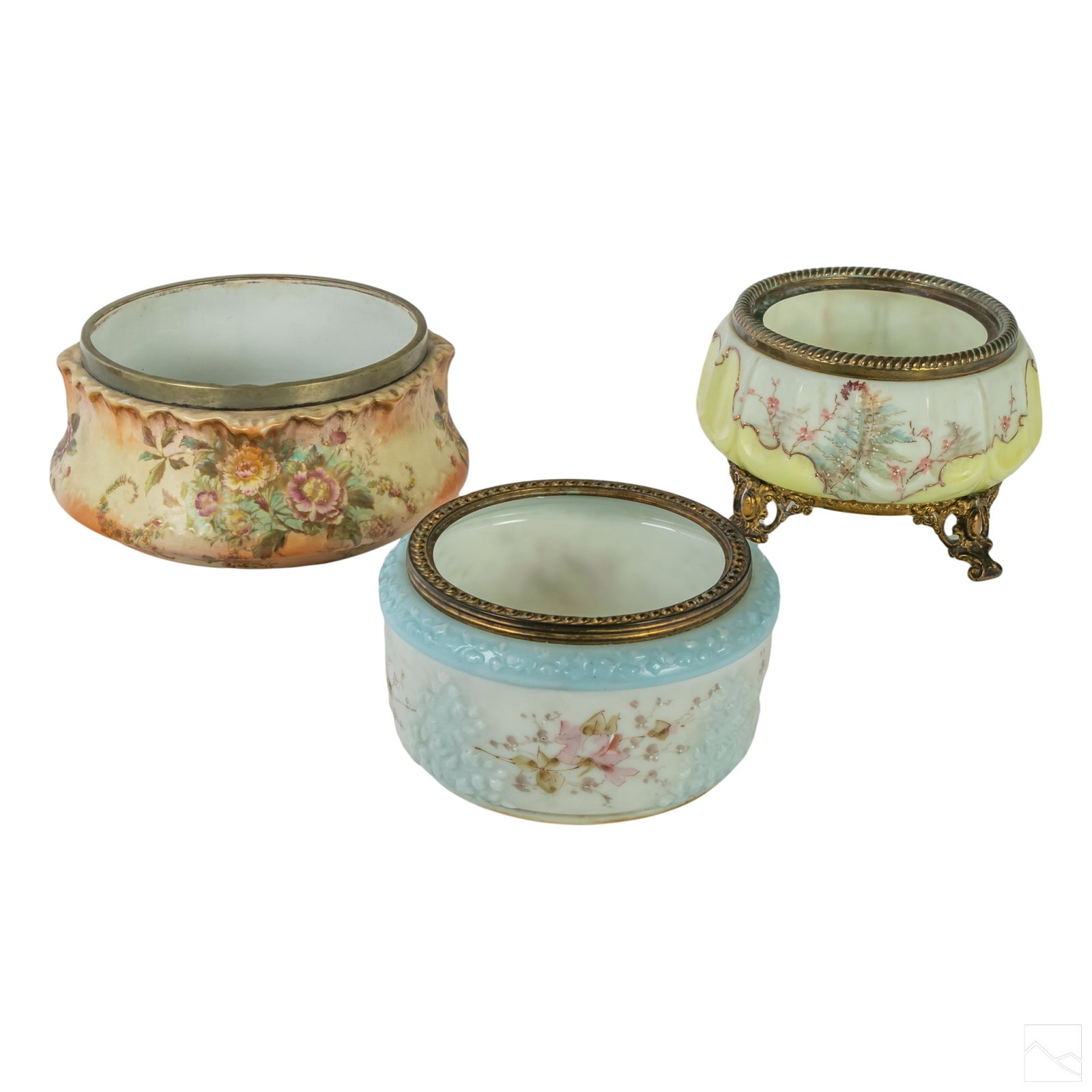 Floral Porcelain Glass Antique Enamel Jardinieres (1 of 10)