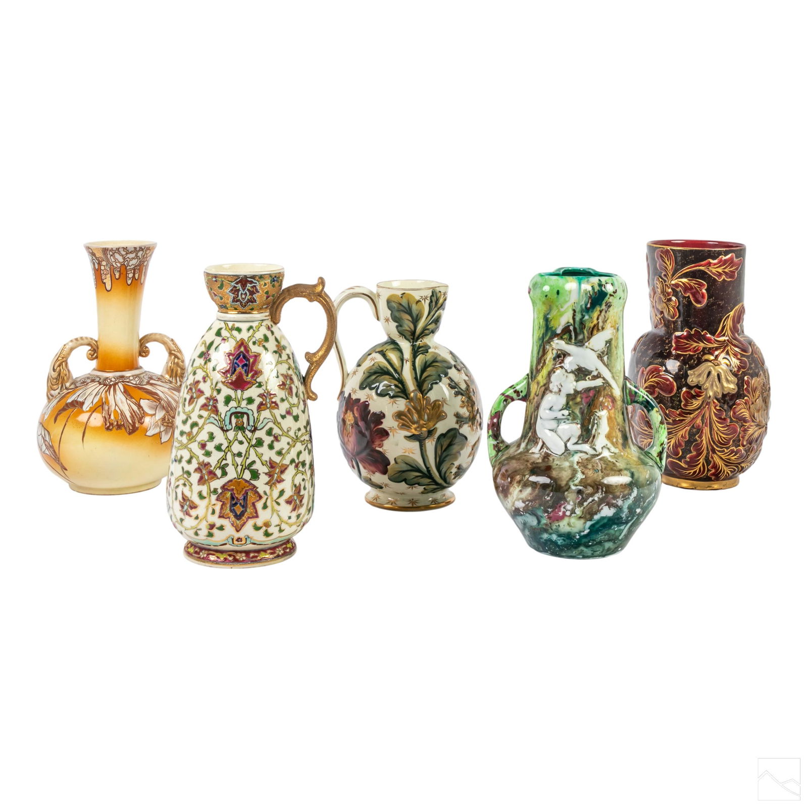 Floral Art Pottery Antique Ceramic Vases, Pitchers (1 of 10)