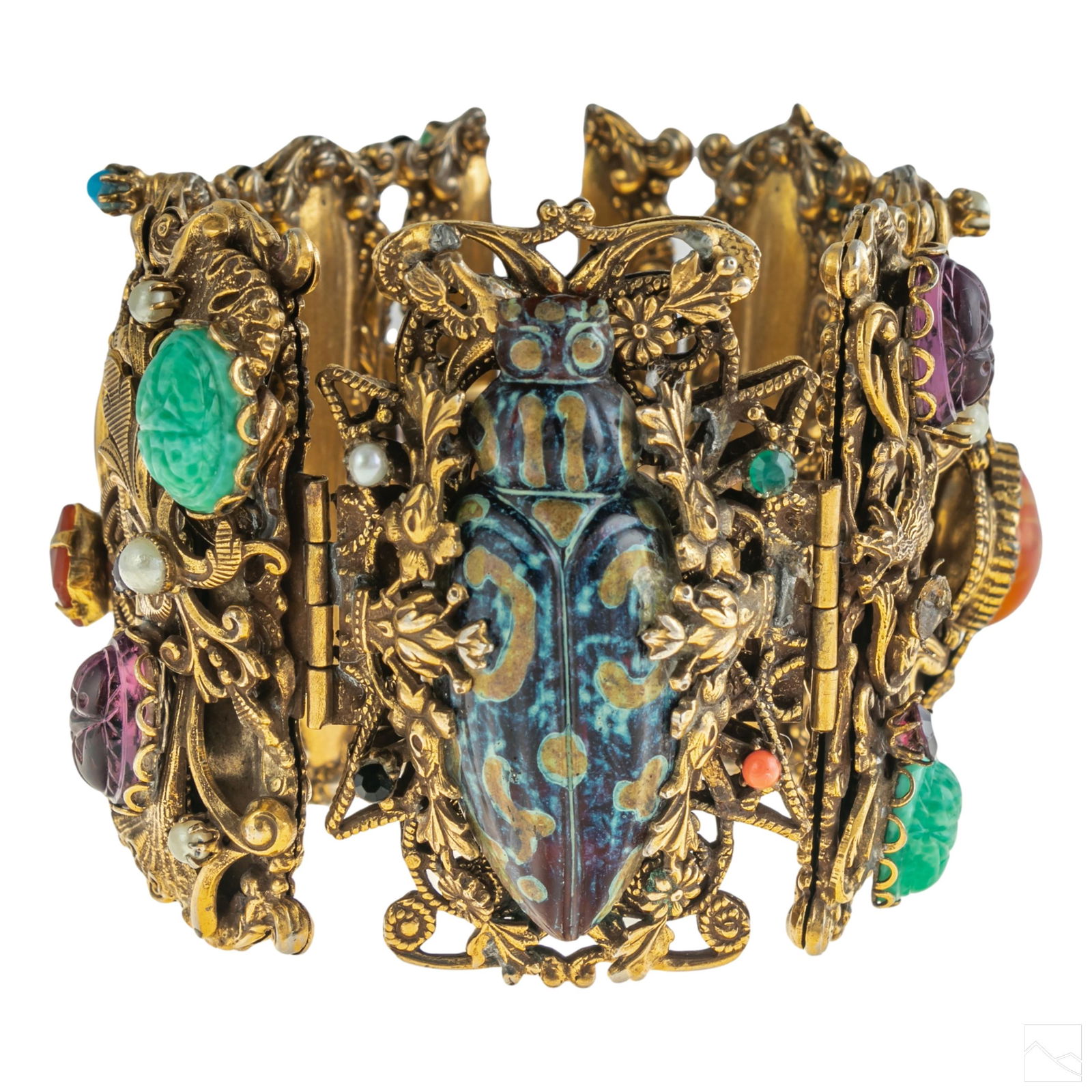 Victorian Revival Gold Filigree Gemstone Bracelet (1 of 3)
