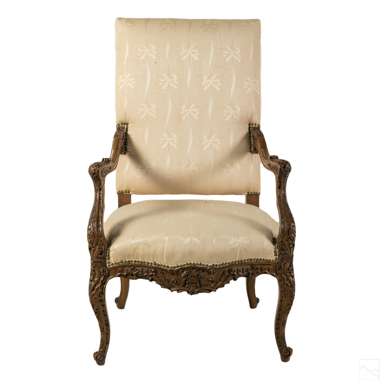 French Ornate Carved Wood Antique Regency Armchair (1 of 8)
