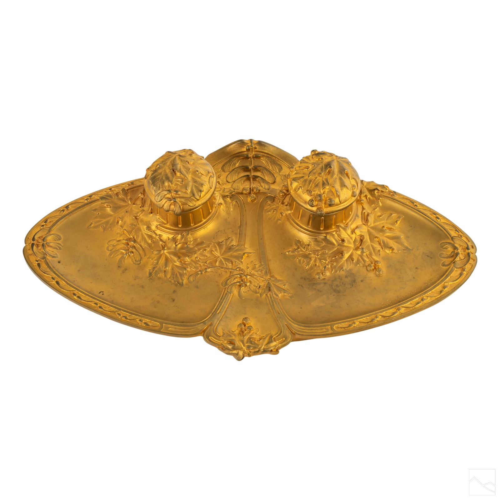 French Art Nouveau 19C Antique Gilt Bronze Inkwell (1 of 5)