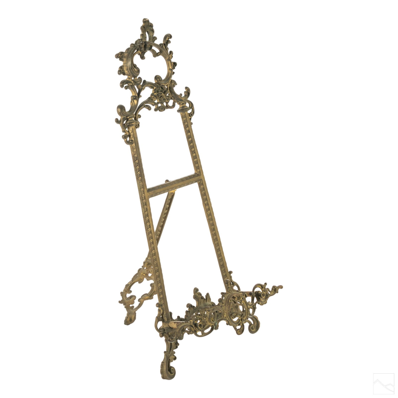 French Bronze Rococo Painting Easel Display Stand: French bronze picture easel. Ornate Rococo style design. Can be used to display art work, books and other items up to 40" high. SHIPPING Hill Auction Gallery will offer in-house continental USA shippi