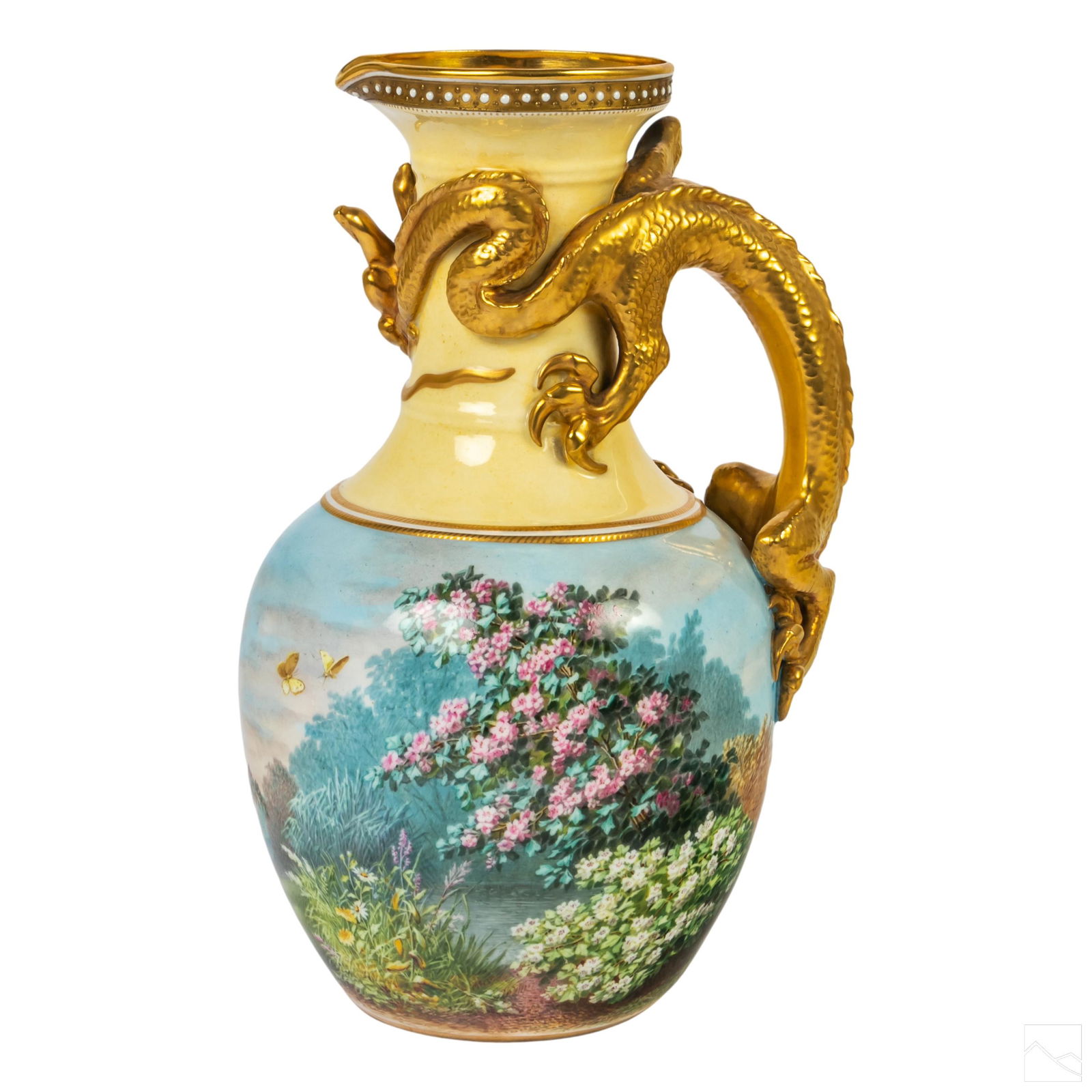 Dragon & Landscape Porcelain Antique Ewer Pitcher (1 of 6)