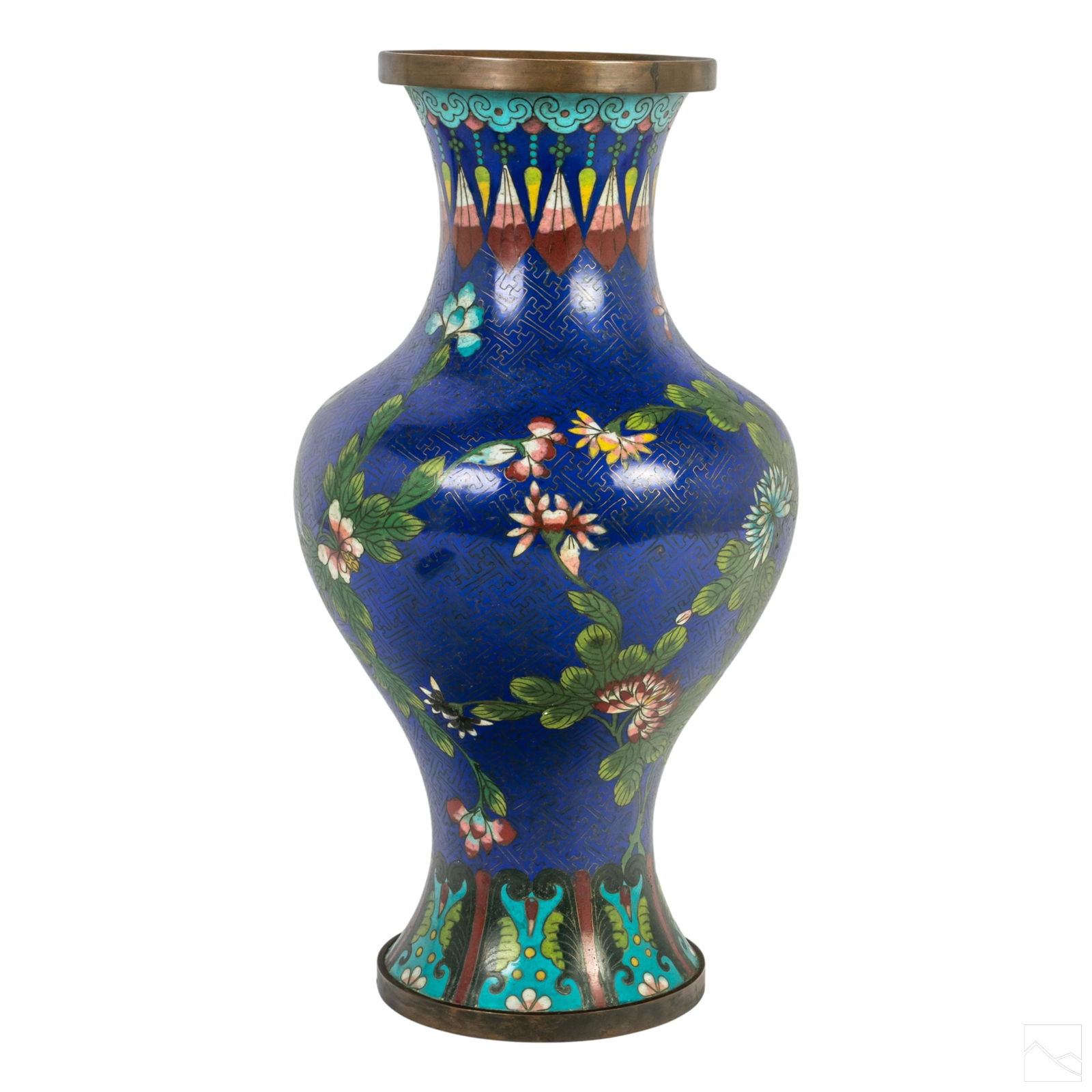 Chinese Cloisonne Enamel 14" Floral Landscape Vase (1 of 5)