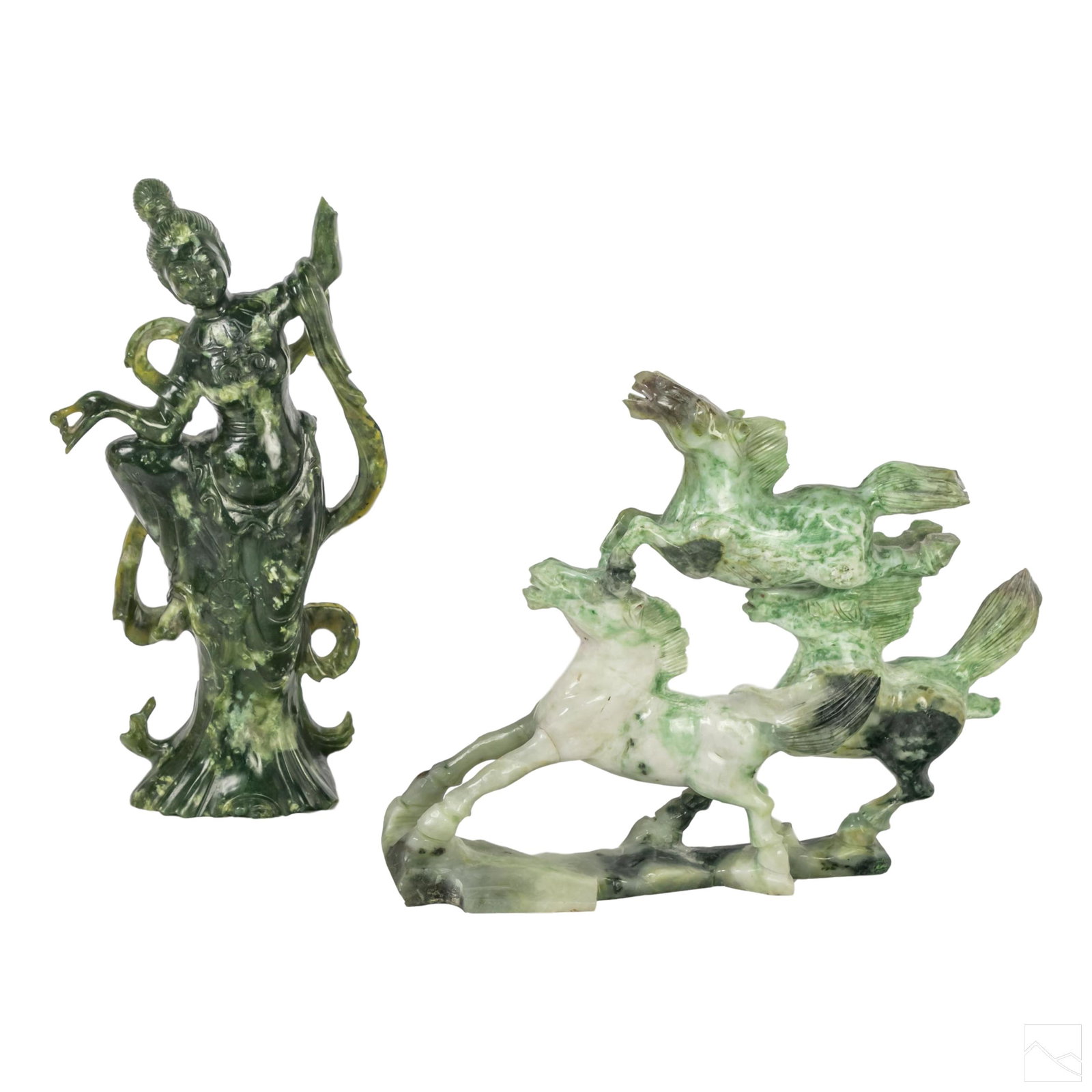 Chinese Carved Green Jade Figurine Sculptures LOT (1 of 9)