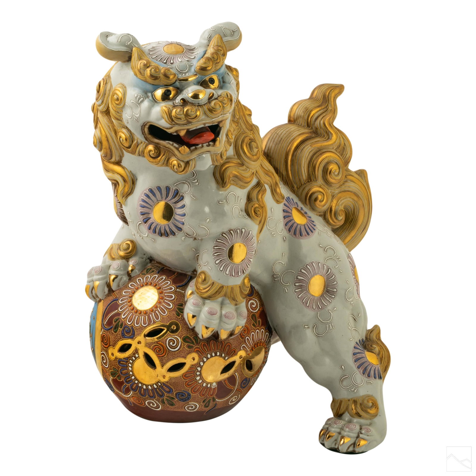 Chinese Enameled Porcelain Foo Dog Lion Sculpture (1 of 4)