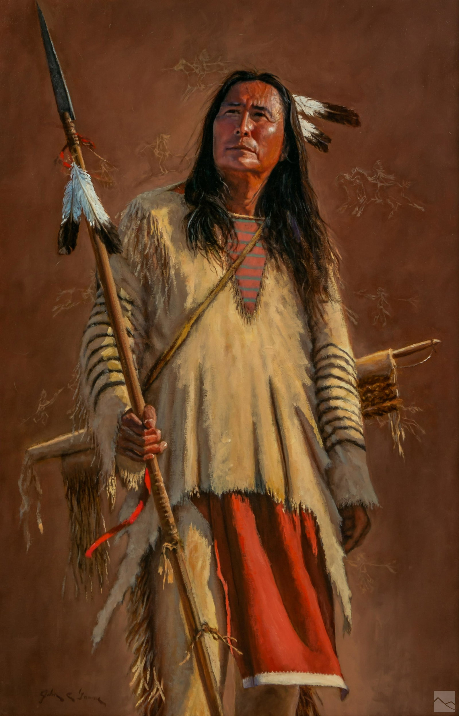 John Gawne b.1952 Native American Figural Painting (1 of 5)