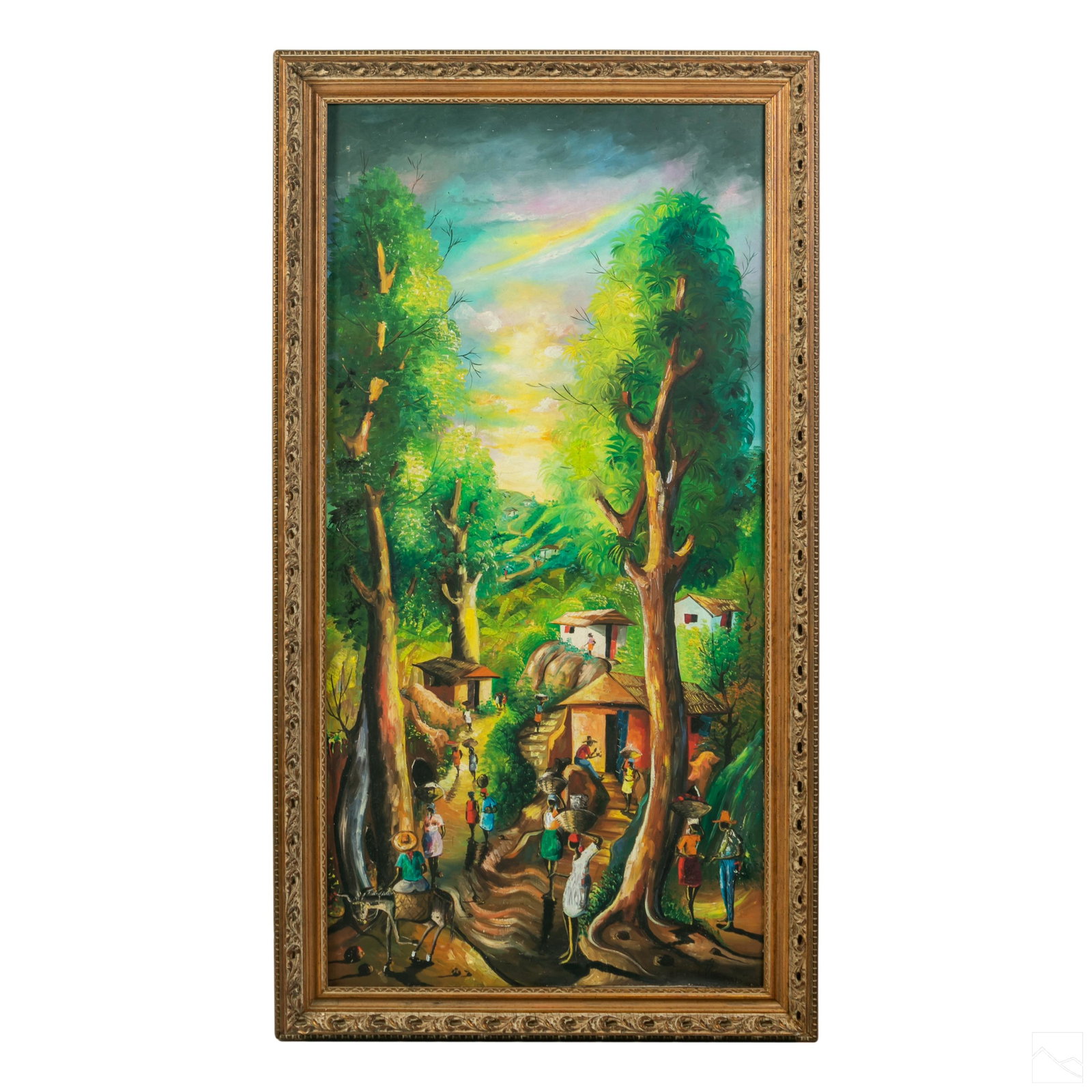 Haitian Folk Art Signed c.1960s Landscape Painting (1 of 6)