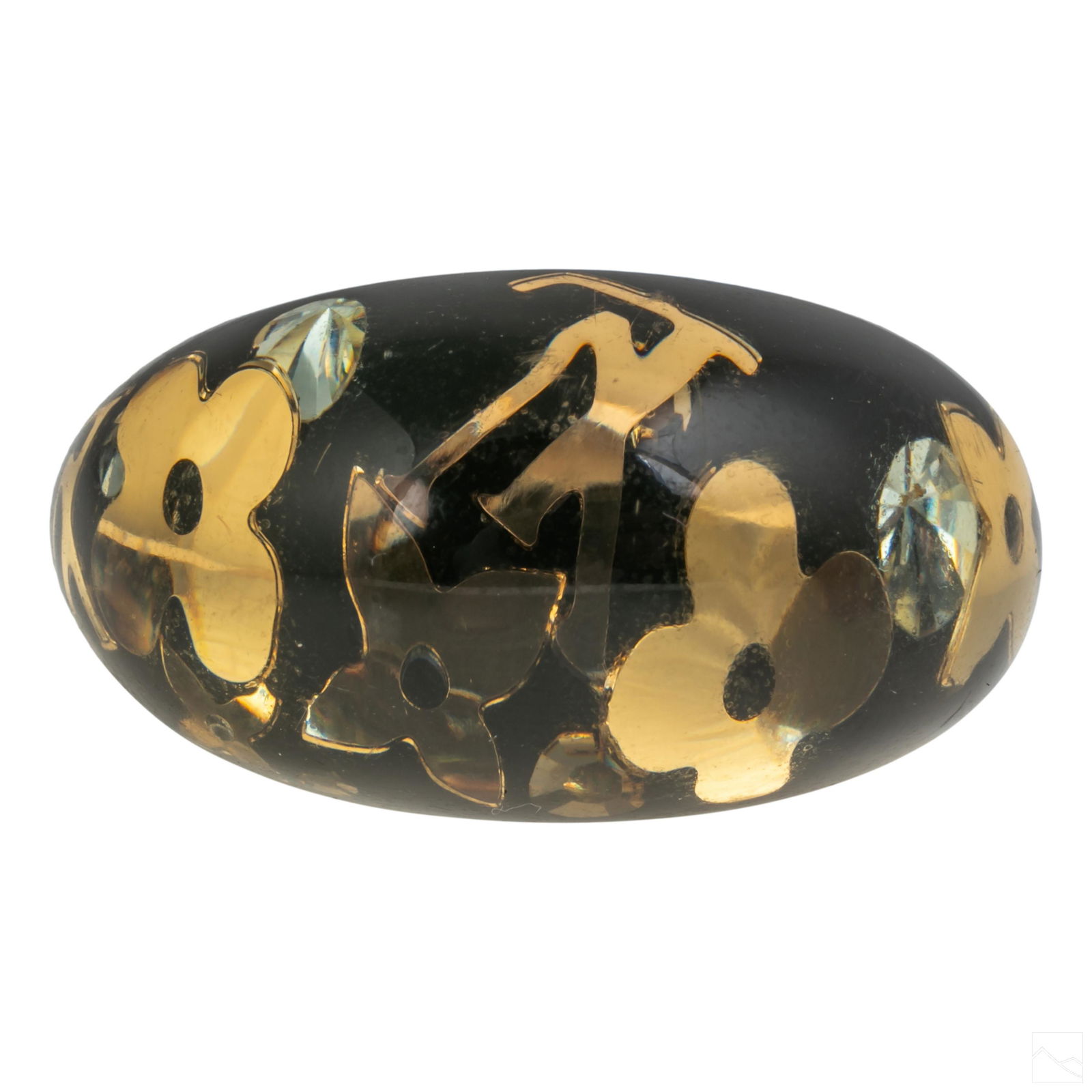 Louis Vuitton LV Monogram Onyx Gold Inclusion Ring (1 of 5)