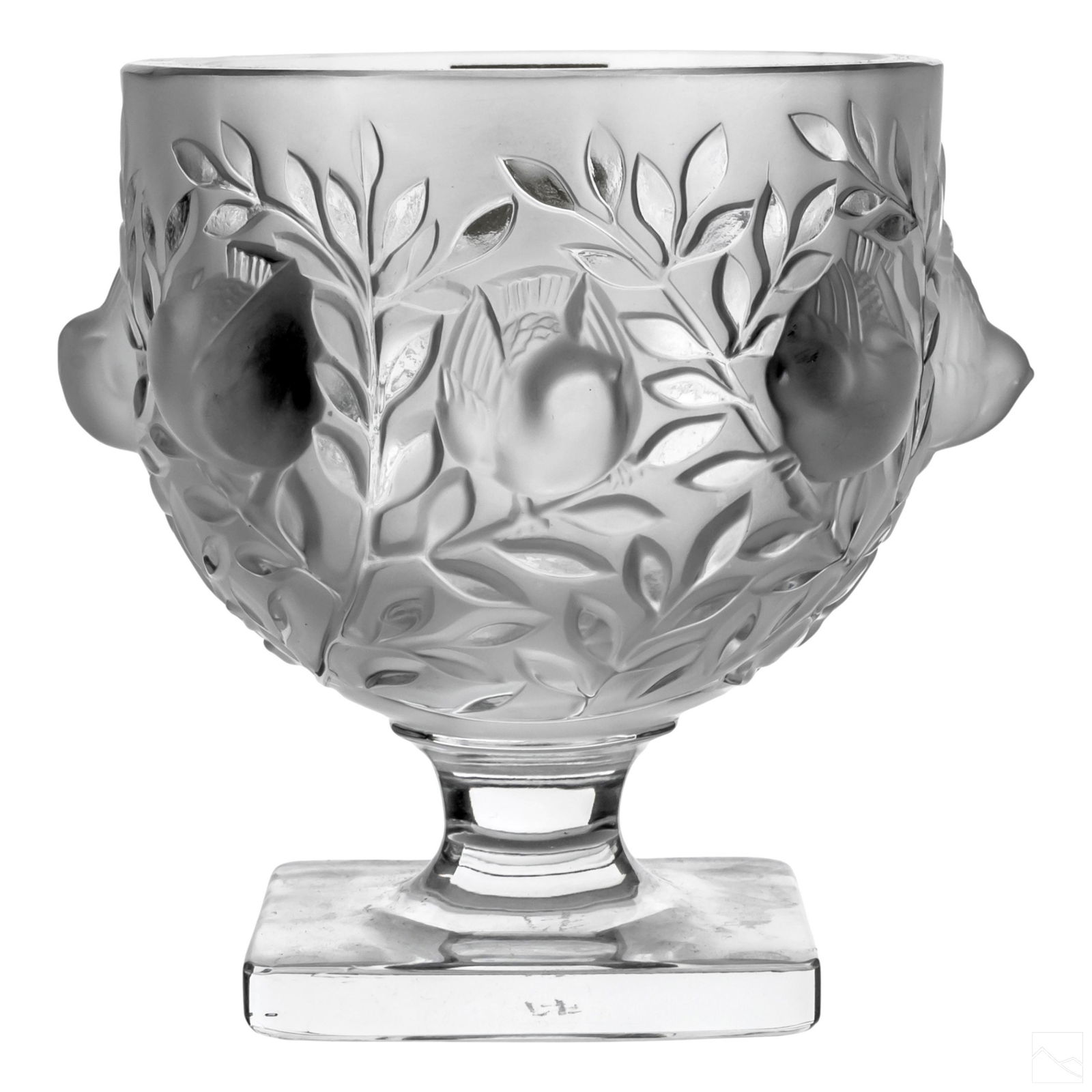 Lalique Crystal Elizabeth Robin Bird & Floral Vase (1 of 5)