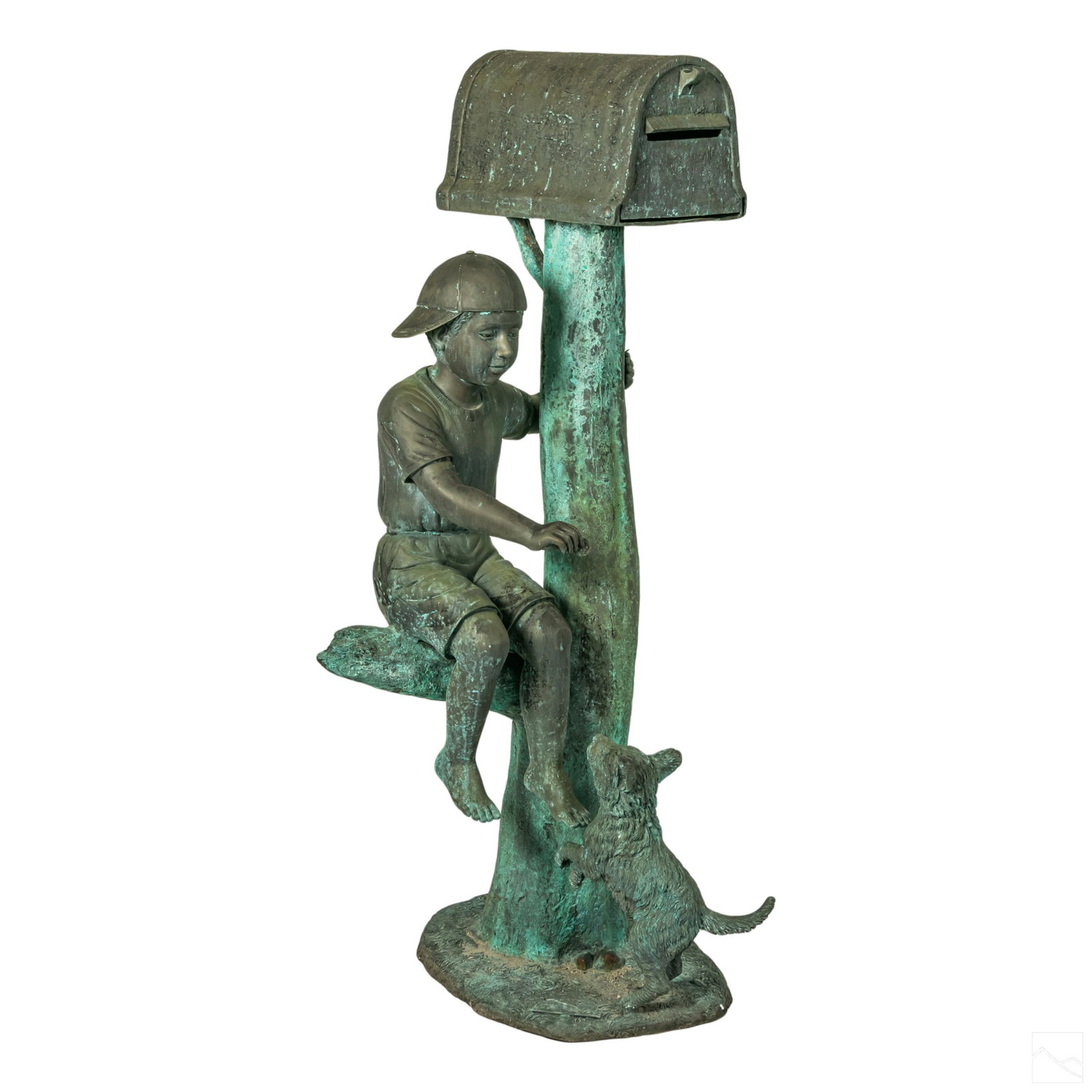 Modern Bronze Boy Dog and Mailbox Garden Sculpture (1 of 6)