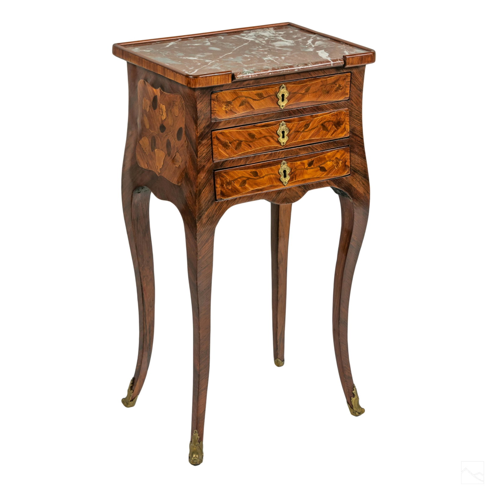 French Marquetry Wood Inlay Antique Chevet Table (1 of 8)