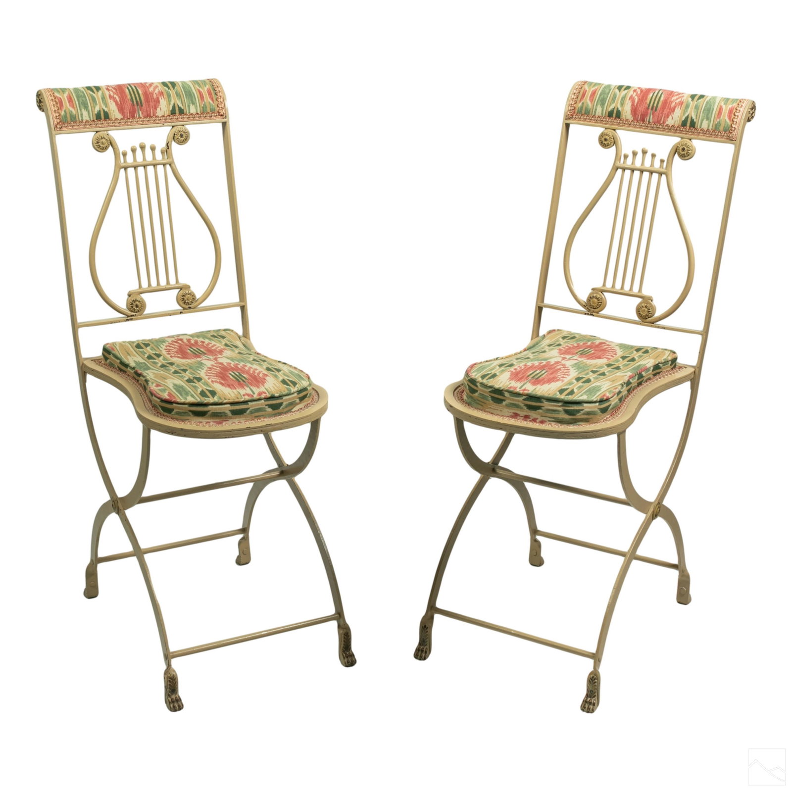 Edwardian Style 20C Upholstered Metal Music Chairs (1 of 5)
