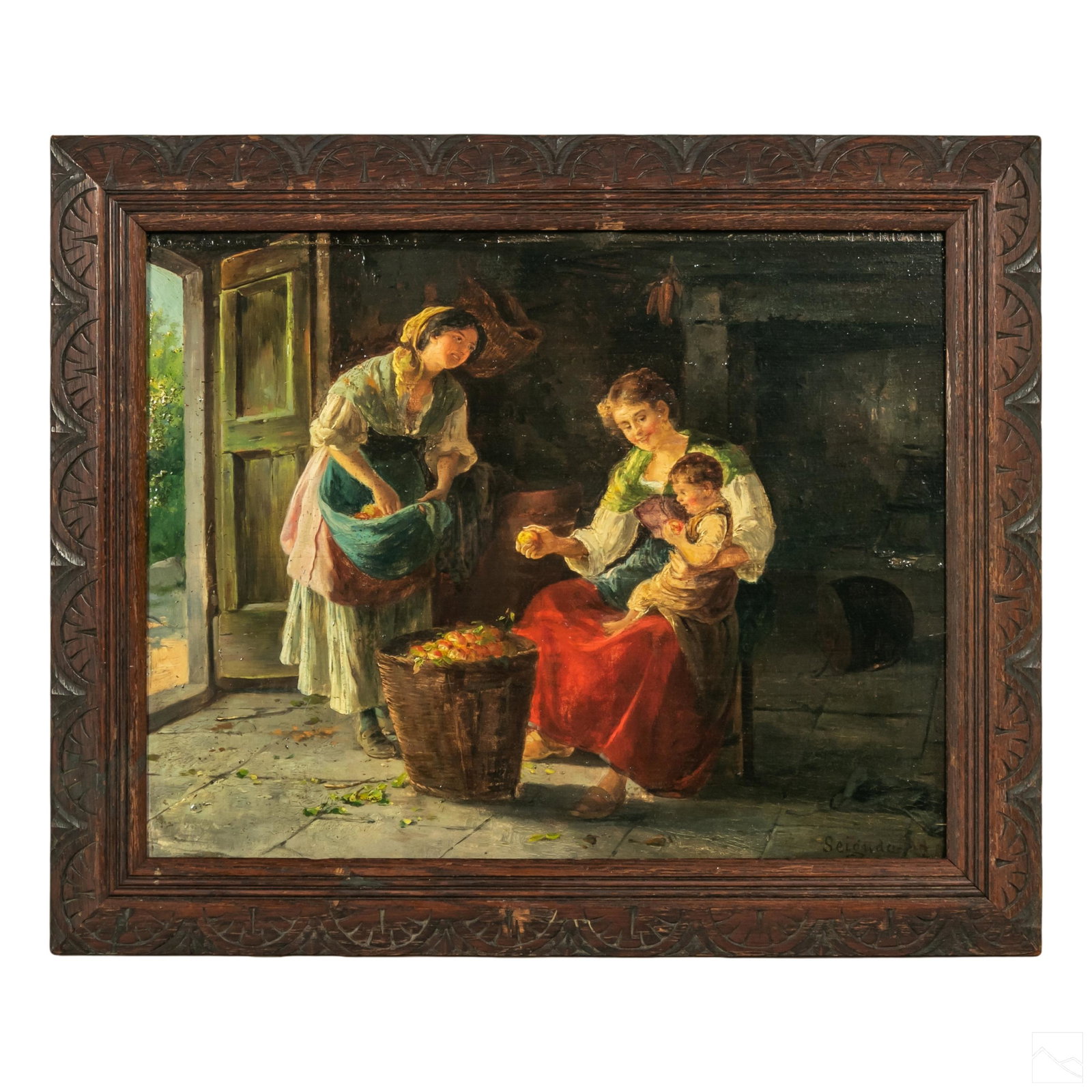 19th Century Antique Figural Art Genre Painting (1 of 5)