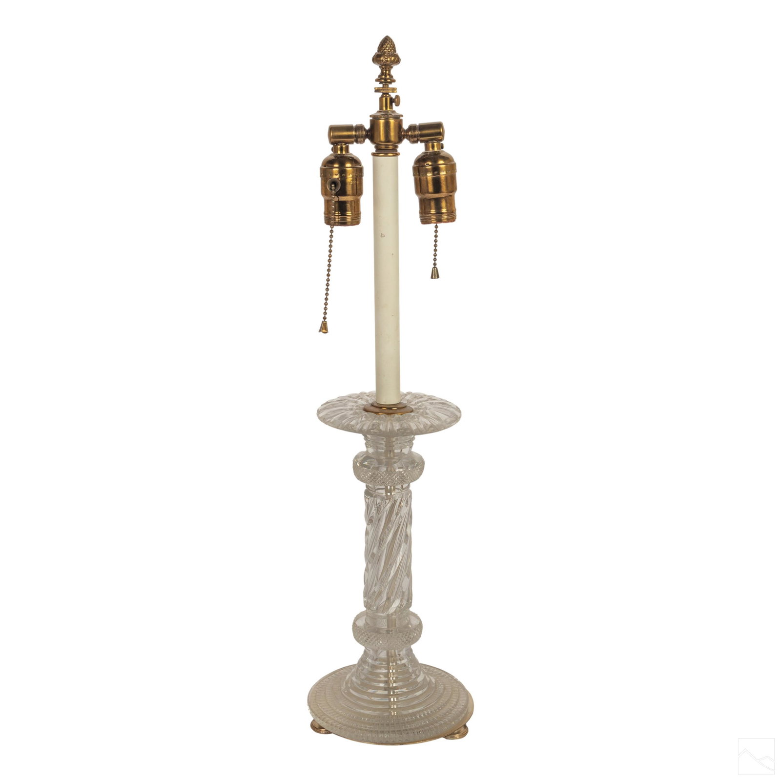 French (19C) Antique Glass Candlestick Buffet Lamp (1 of 7)