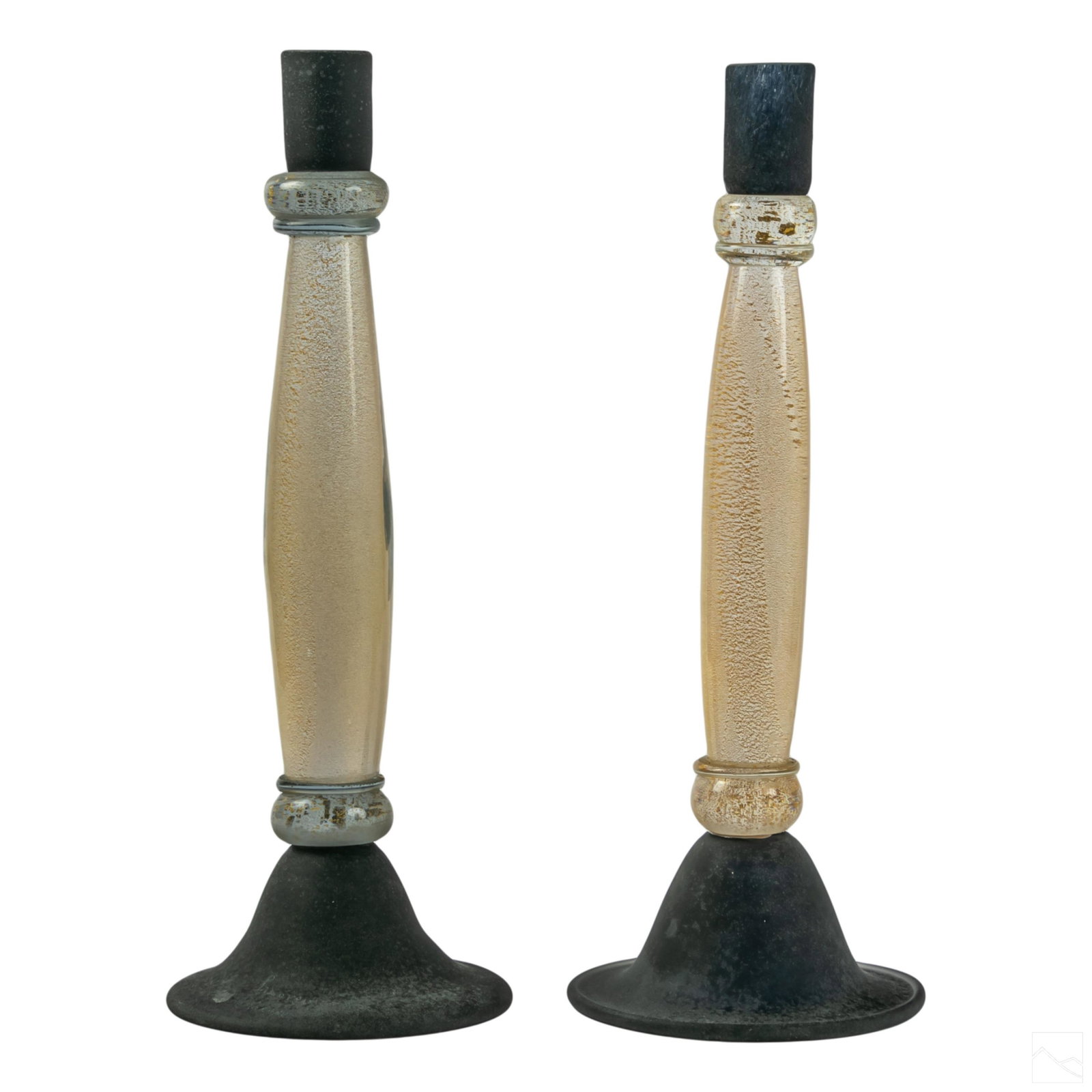 Murano Italian Art Glass Gold Flecks Candlesticks (1 of 4)
