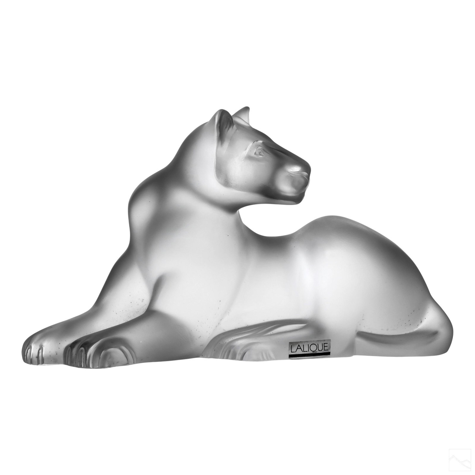 Lalique Art Glass Crystal Simba Lioness Sculpture: Lalique (French). Simba frosted crystal art glass sculpture featuring a reclining lioness. Signed on base LALIQUE FRANCE. SHIPPING Hill Auction Gallery will offer in-house continental USA shipping for