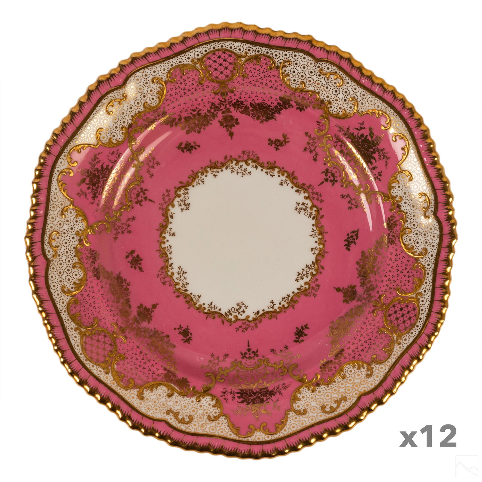 Davis Collamore Copeland Gilded Pink Dinner Plates (1 of 5)