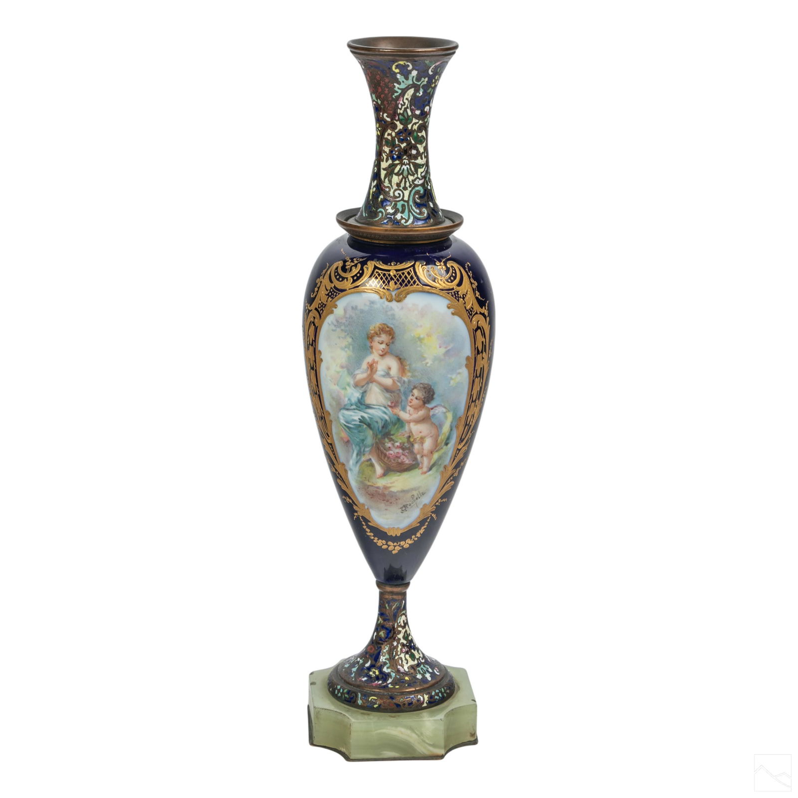 Sevres Style French Champleve Figural Cabinet Vase (1 of 8)