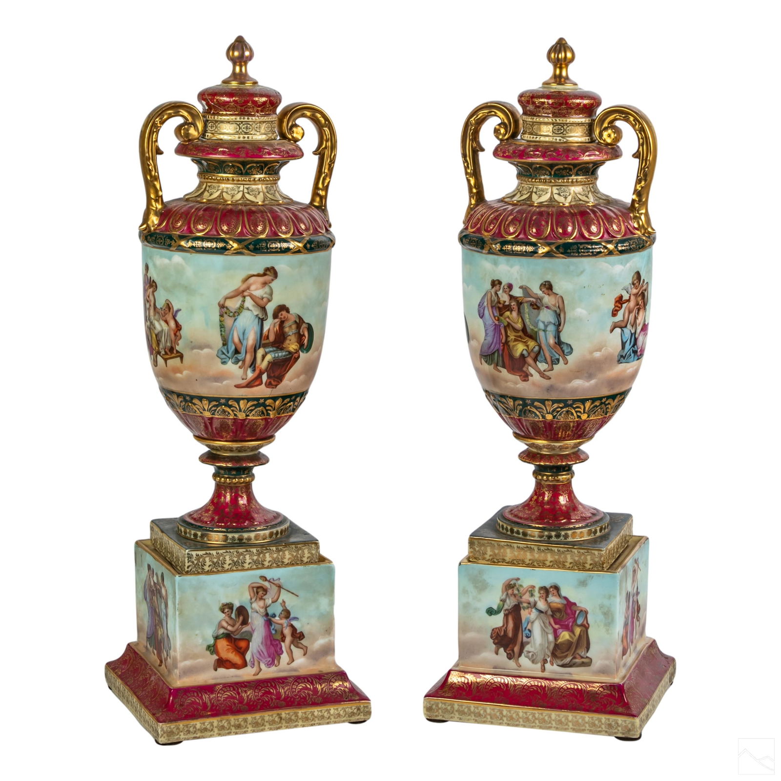 Royal Vienna Style Neoclassical Covered Urns Vases (1 of 7)