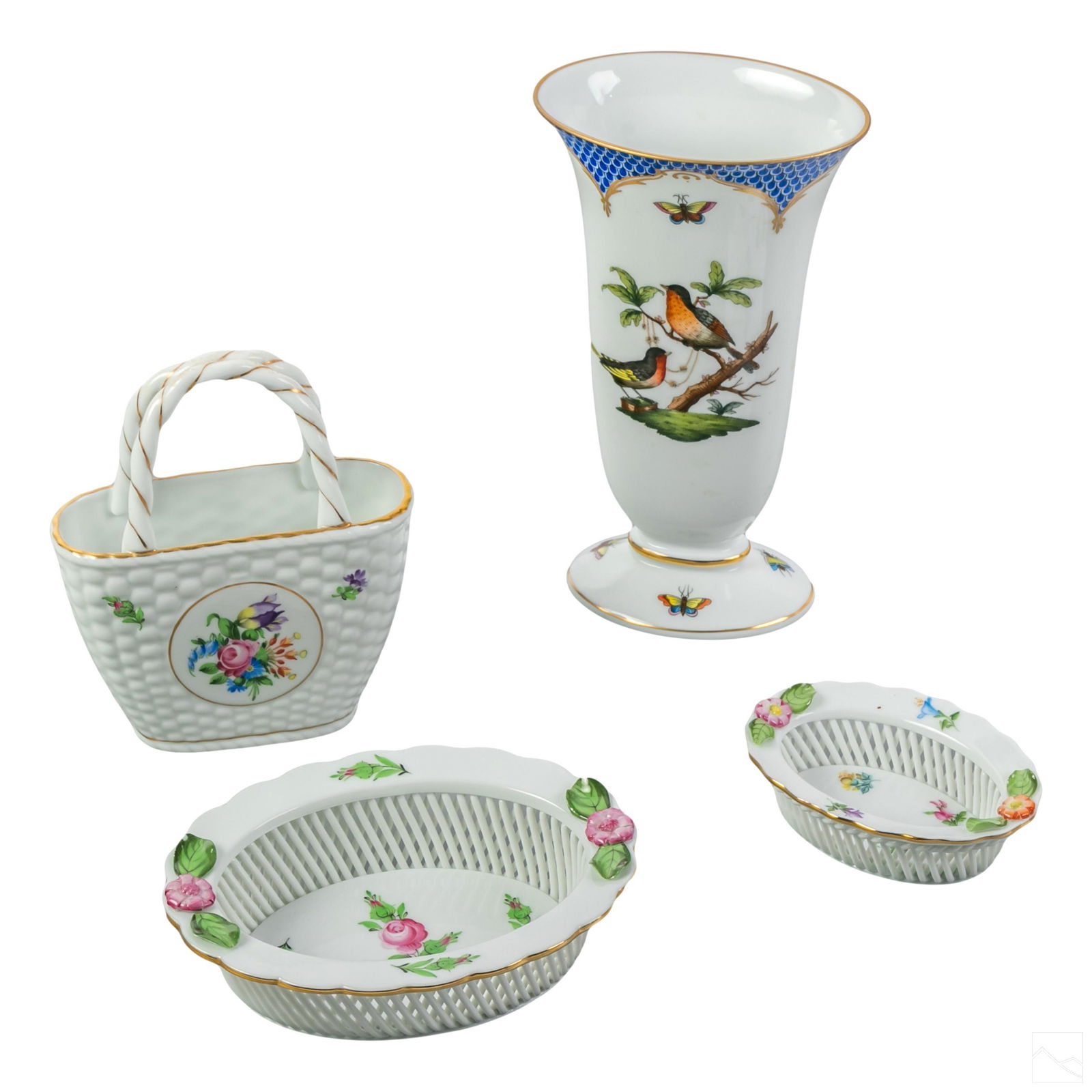 Herend Porcelain China Open Weave Baskets and Vase (1 of 5)