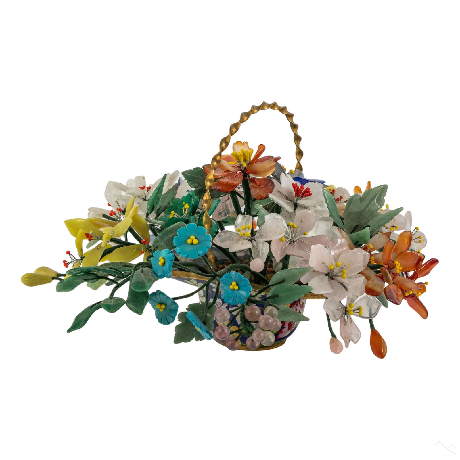 Chinese Cloisonne Basket Stone Floral Arrangement (1 of 5)