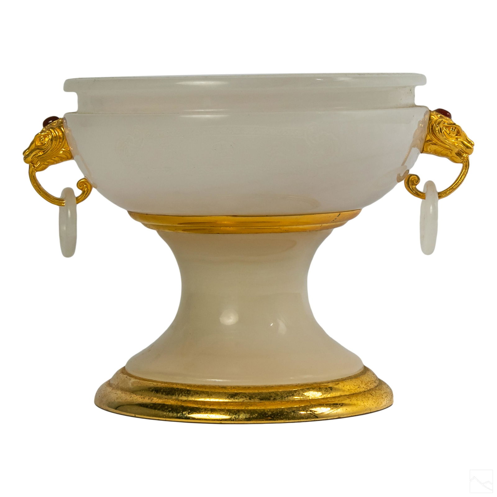 Chinese Carved White Hard Stone Footed Urn Censer (1 of 5)