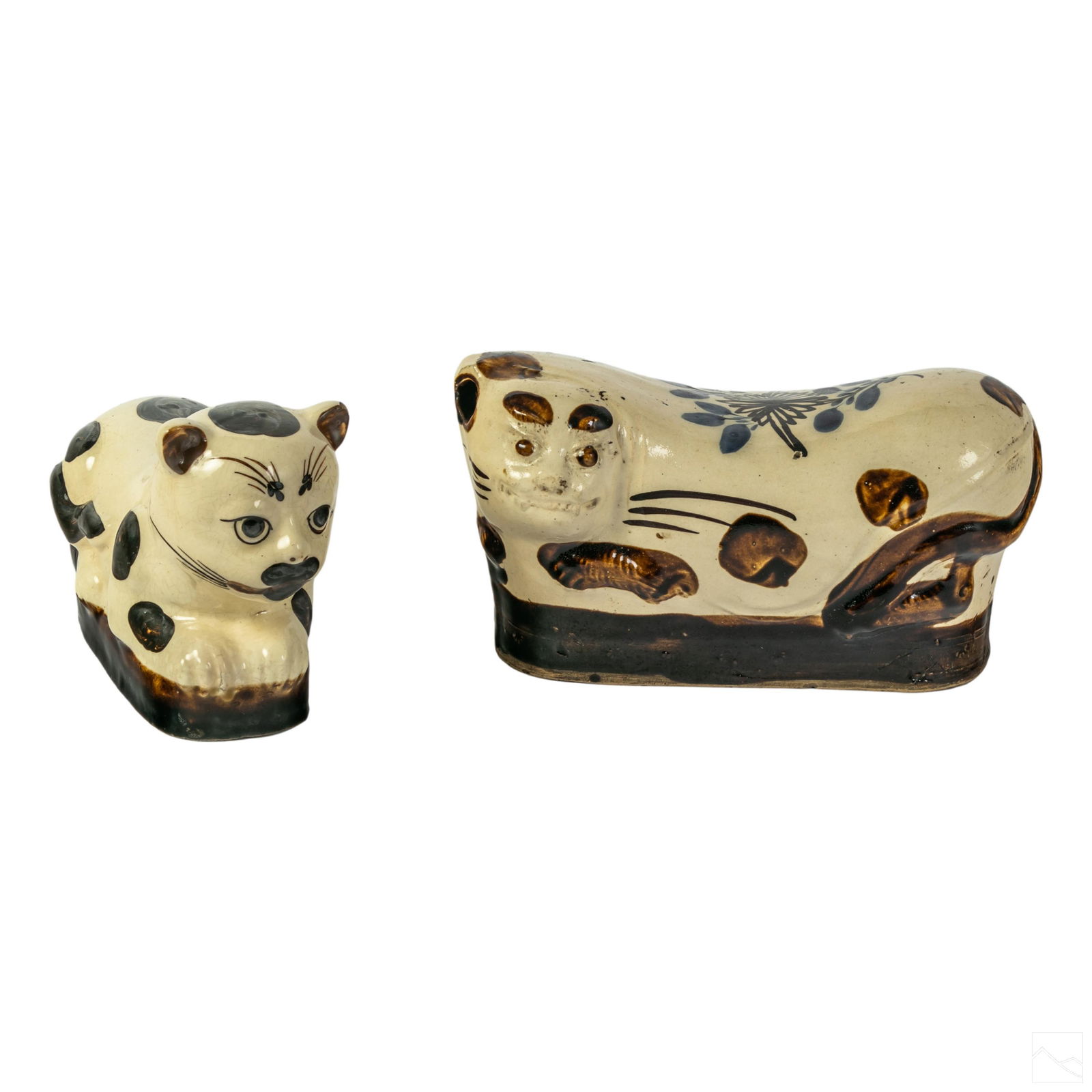 Chinese Cizhou Porcelain Cat Pillow Figurines PAIR (1 of 5)